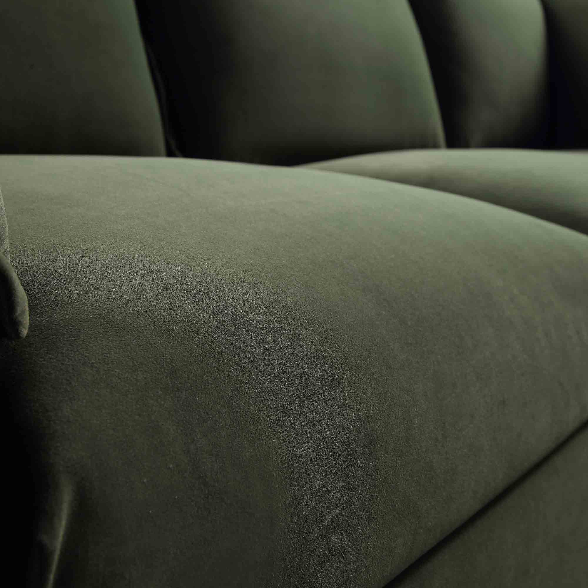 Byron Pillow Edge Moss Green Velvet Modular Sofa, 5-Seater Corner - Image 11