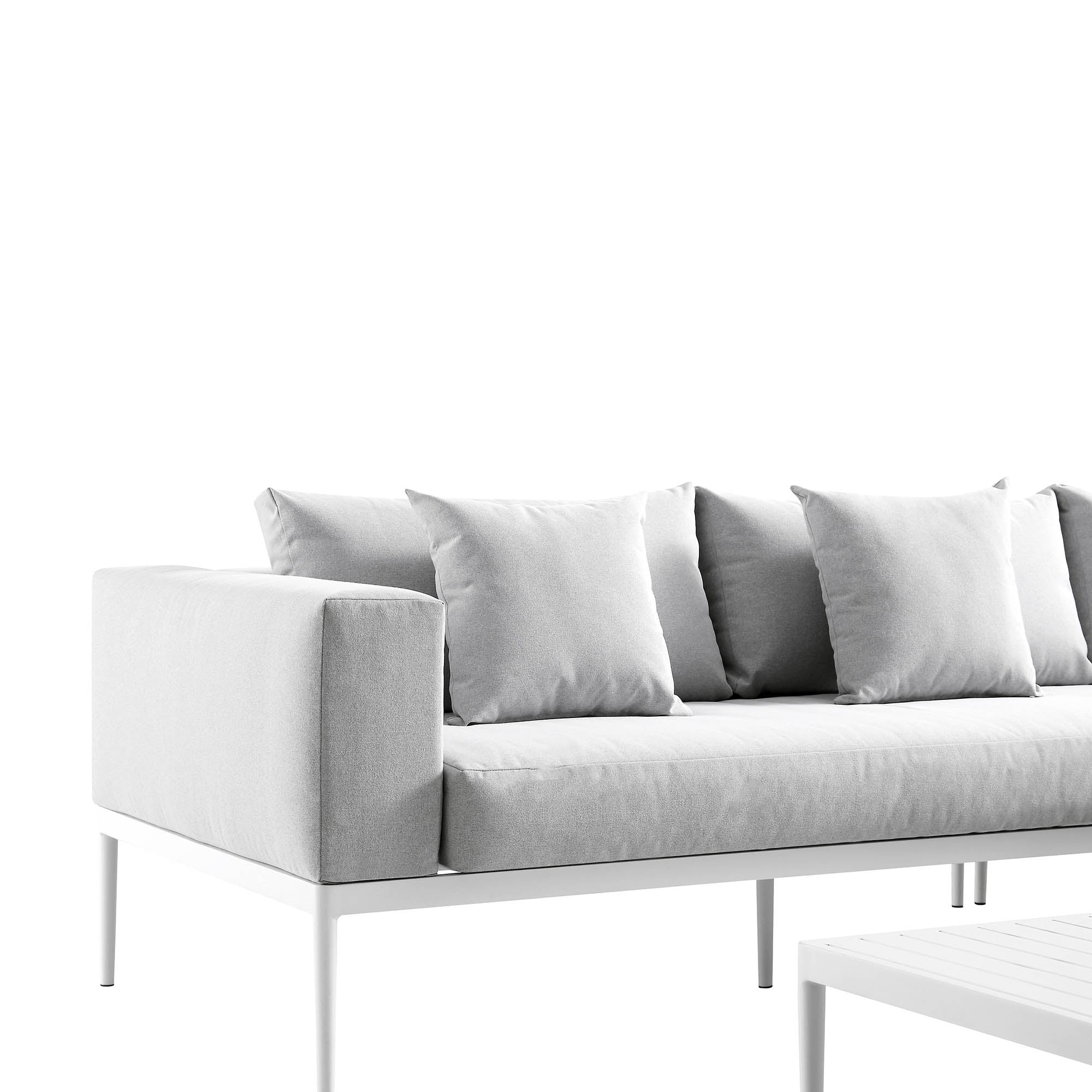 Calabasas Large Outdoor Fabric Aluminium Frame Corner Sofa Set with Coffee Table, Light Grey - Image 8