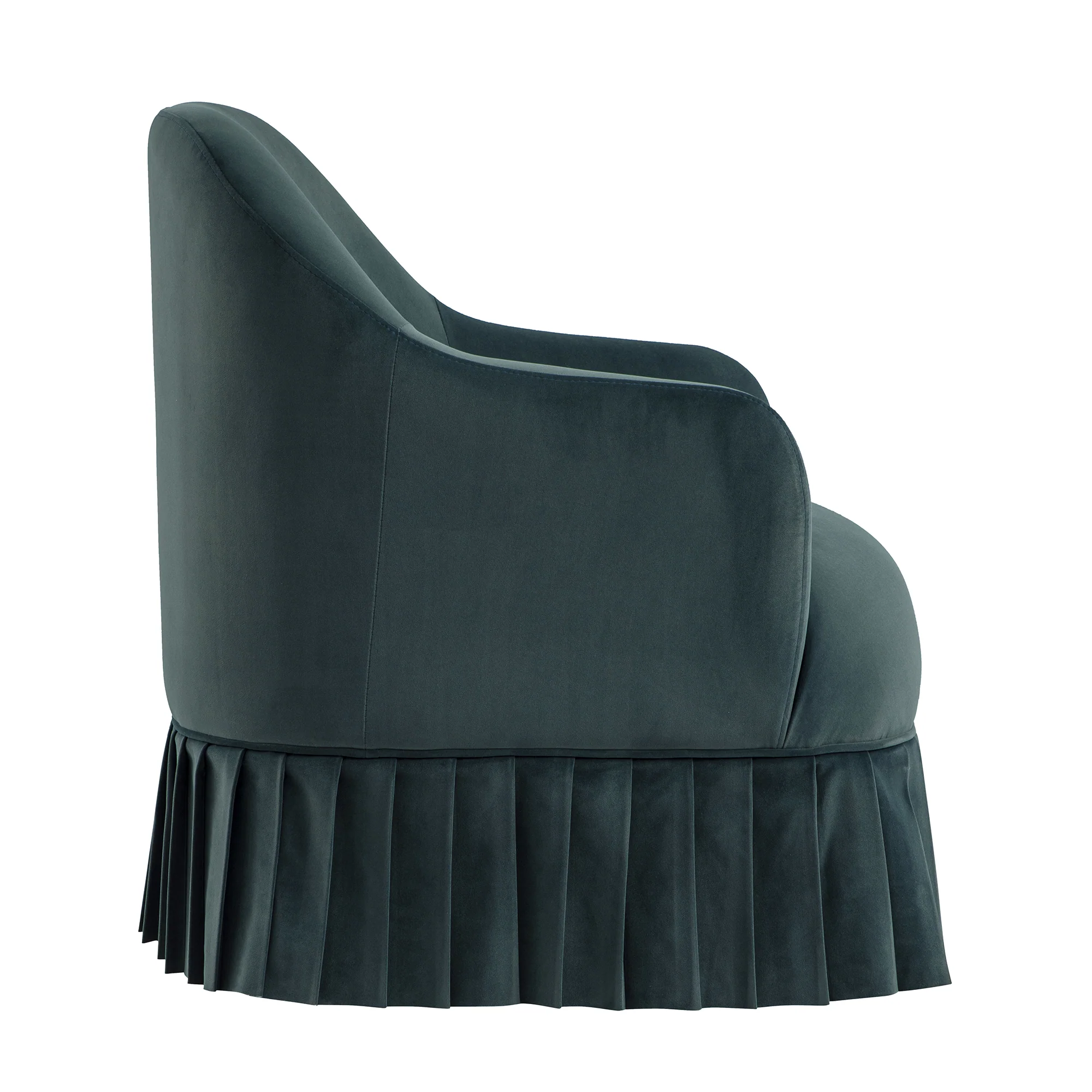 Calliope Skirted Armchair, Aegean Blue Velvet - Image 10