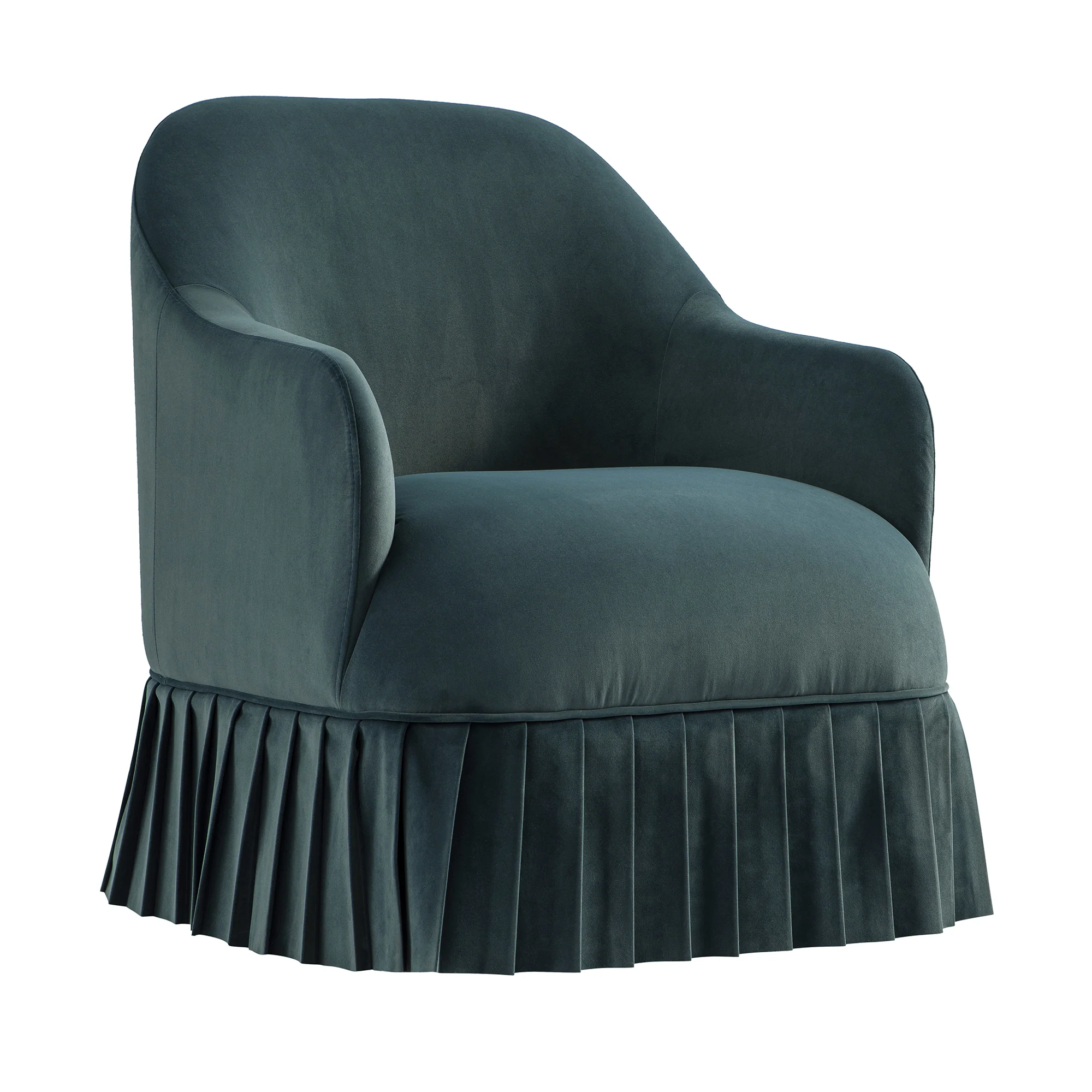 Calliope Skirted Armchair, Aegean Blue Velvet - Image 7
