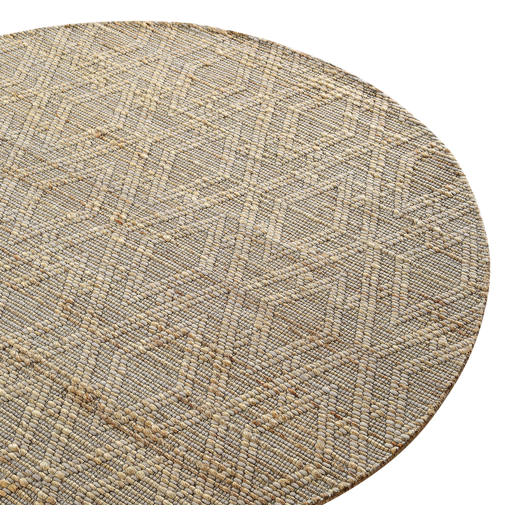 Cambria Wool and Jute Handwoven Patterned Round Rug - Image 4