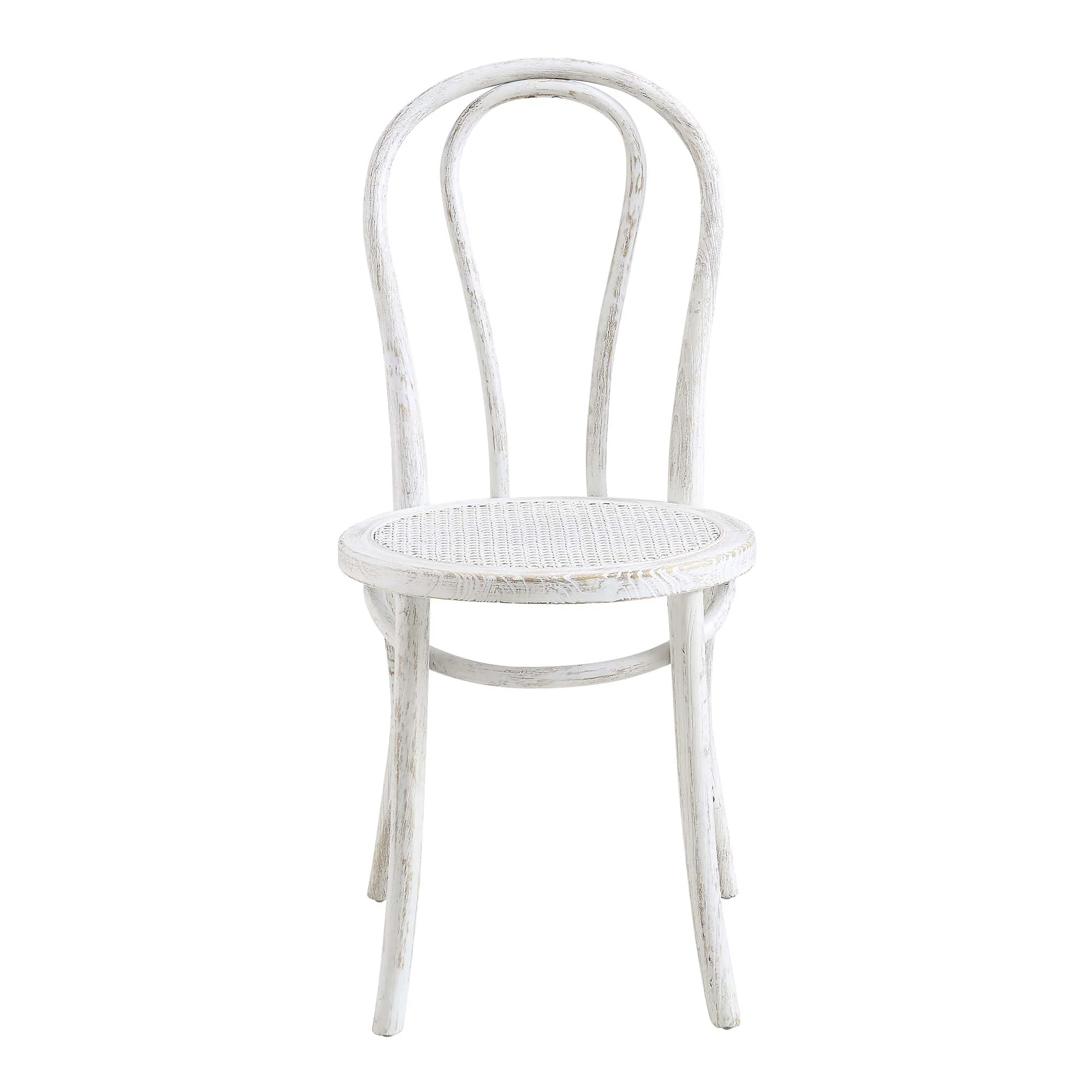 Camille Elm Wood and Rattan Bentwood Dining Chair, Distressed White - Image 3