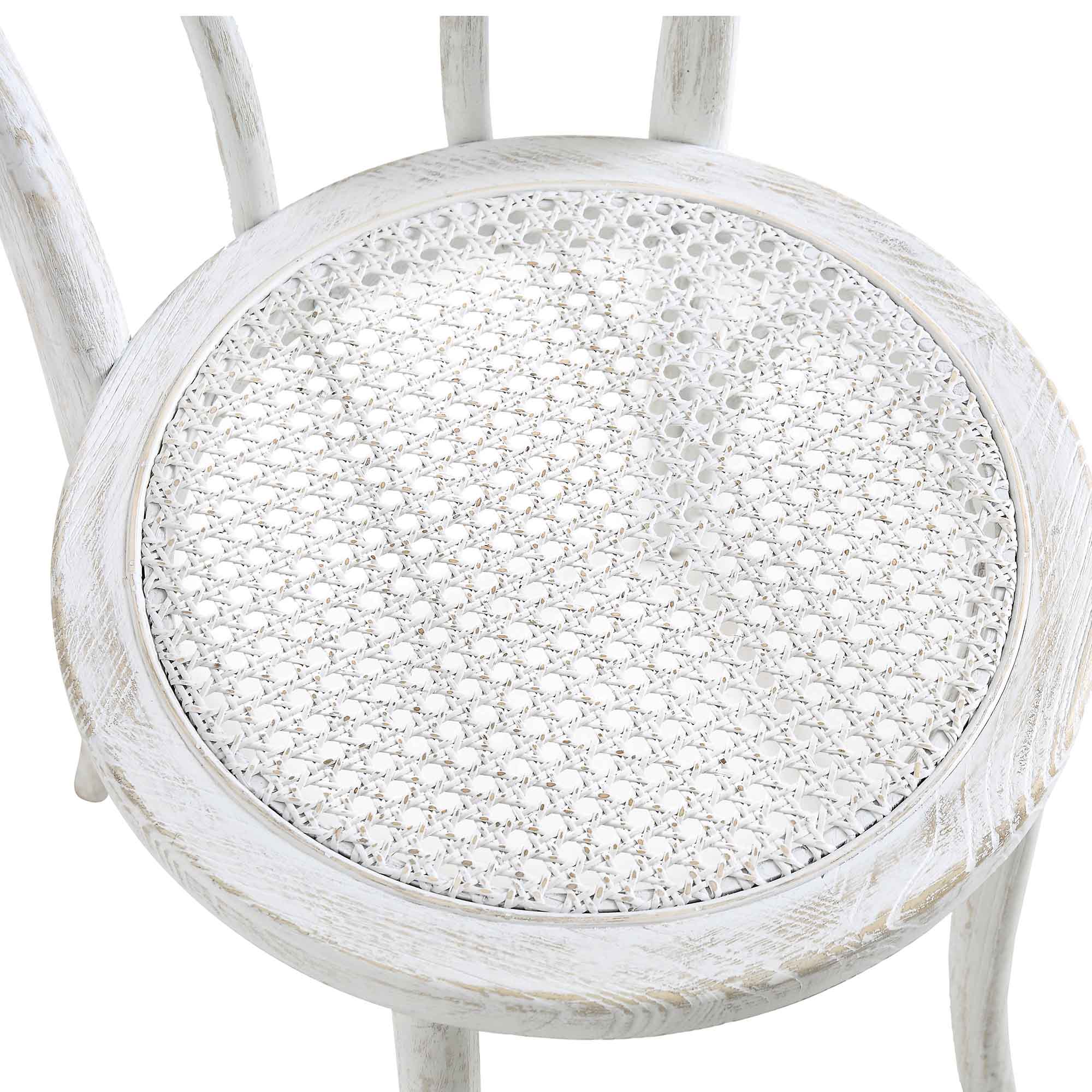 Camille Elm Wood and Rattan Bentwood Dining Chair, Distressed White - Image 9