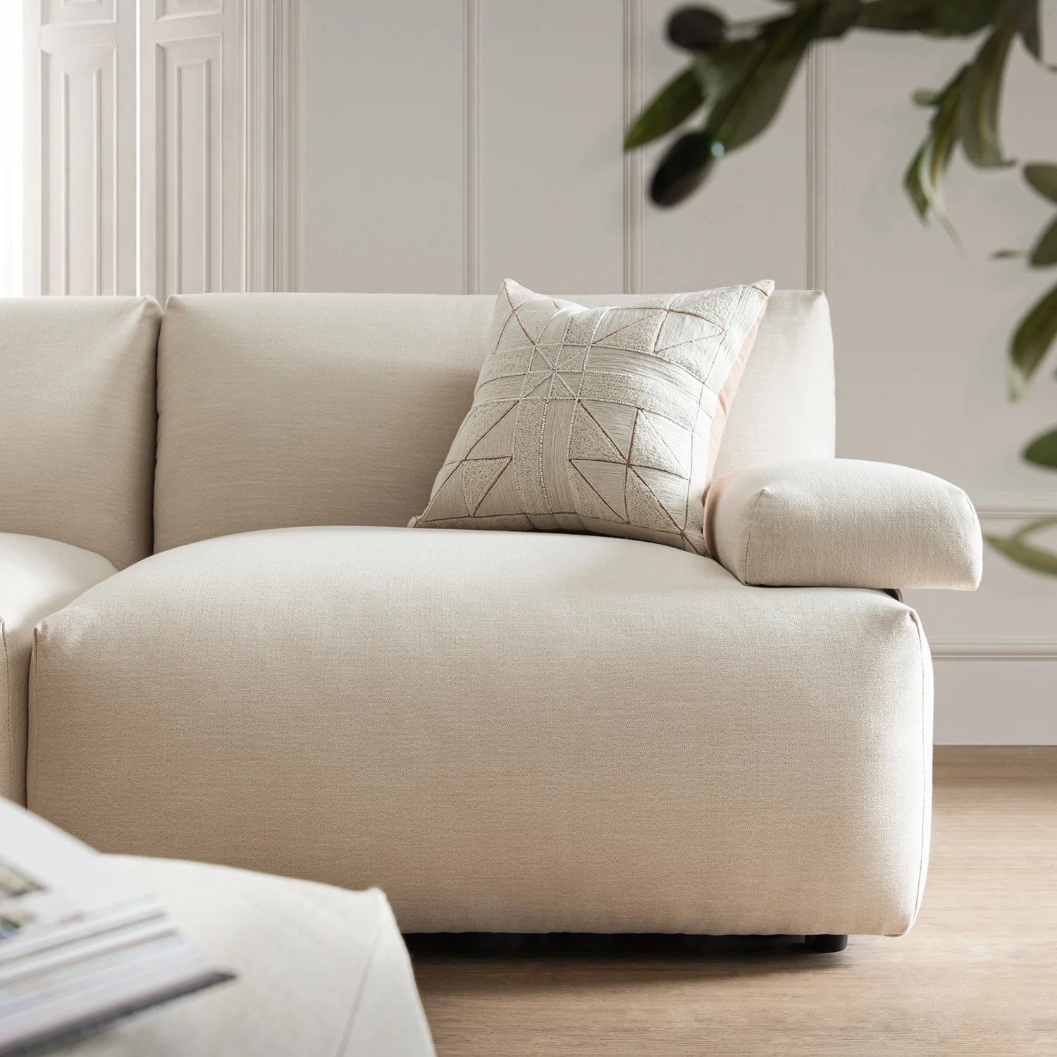 Carlyle Beige Cotton Blend Modular Sofa, 2-Piece - Image 5