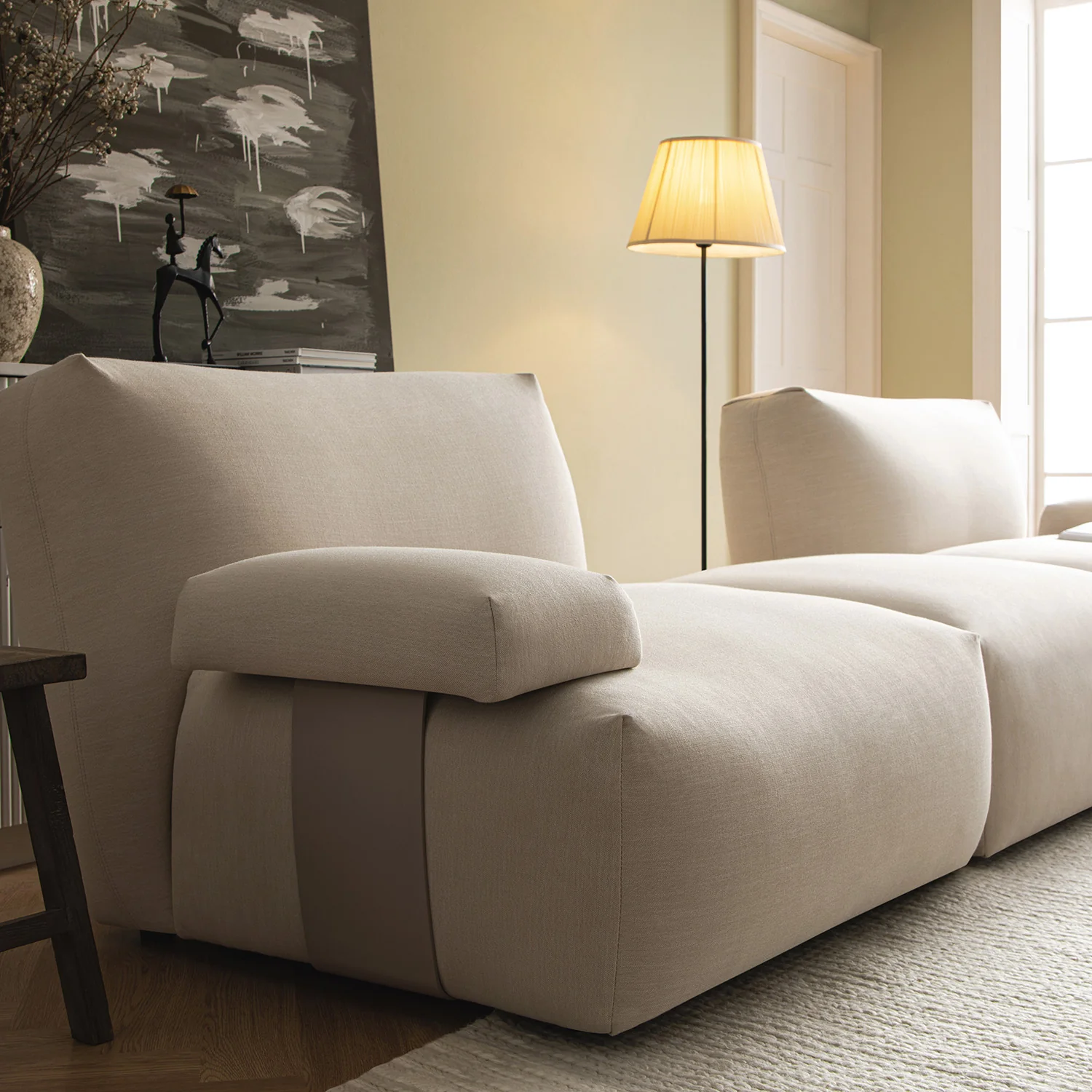 Carlyle Beige Cotton Blend Modular Sofa, 2-Piece Chaise - Image 7