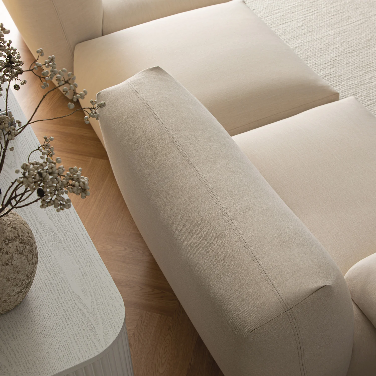 Carlyle Beige Cotton Blend Modular Sofa, 2-Piece Chaise - Image 9