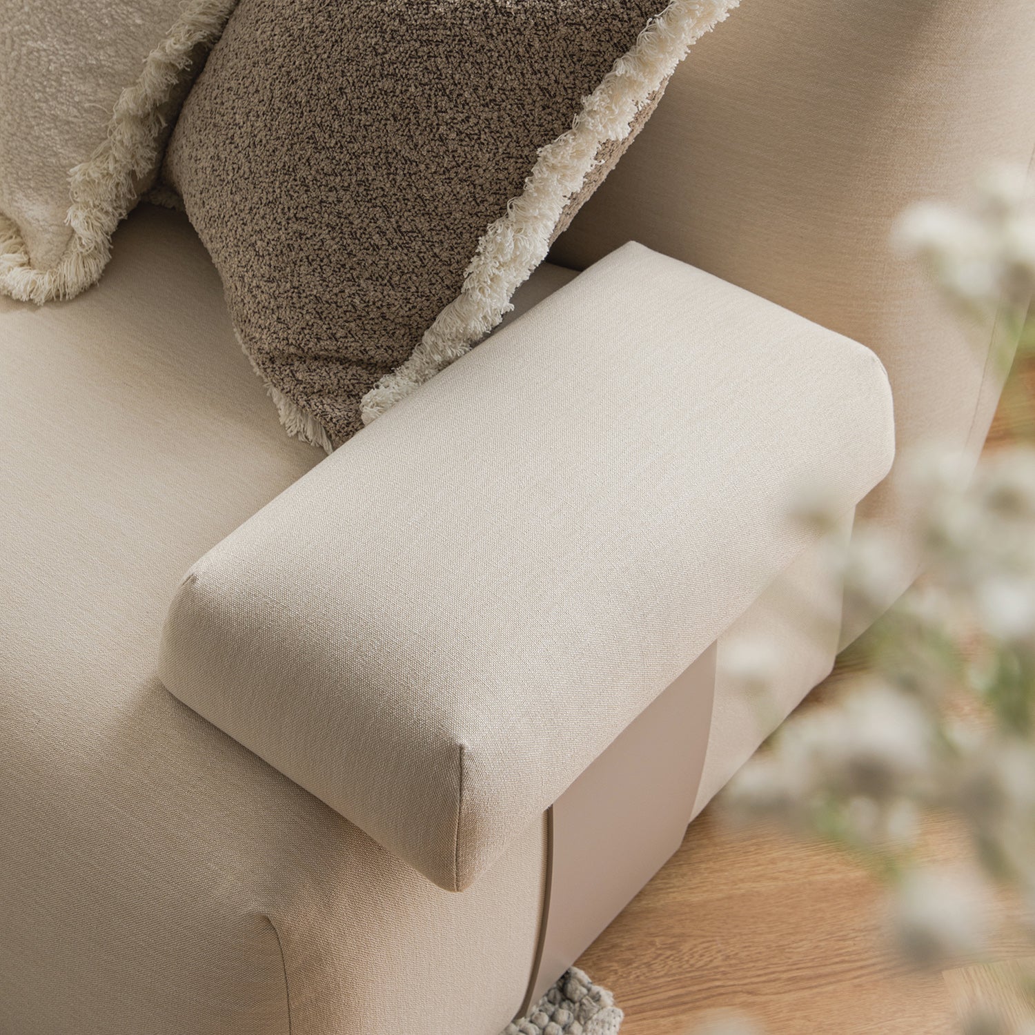 Carlyle Beige Cotton Blend Modular Sofa, 3-Piece - Image 6