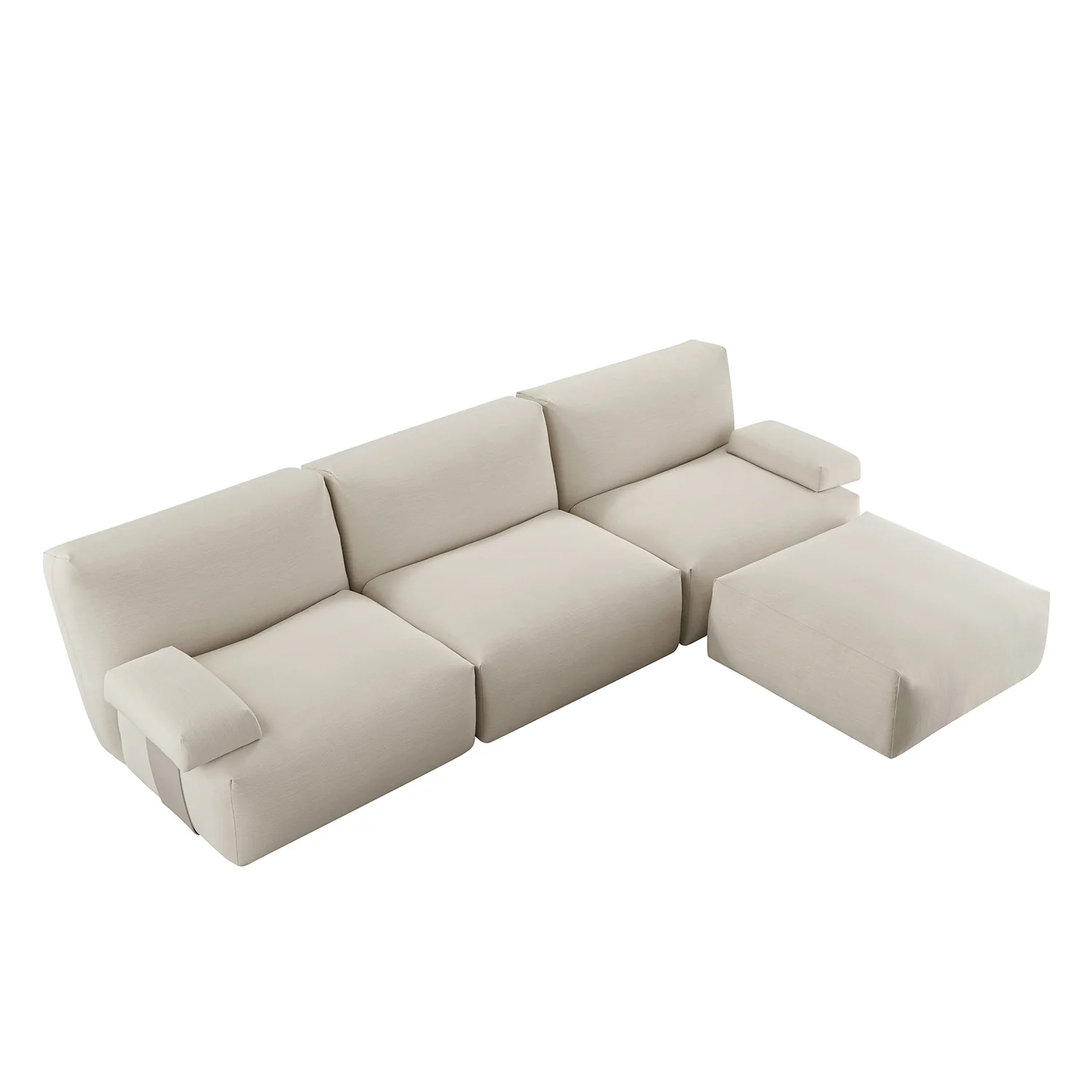 Carlyle Beige Cotton Blend Modular Sofa, 3-Piece Chaise - Image 10