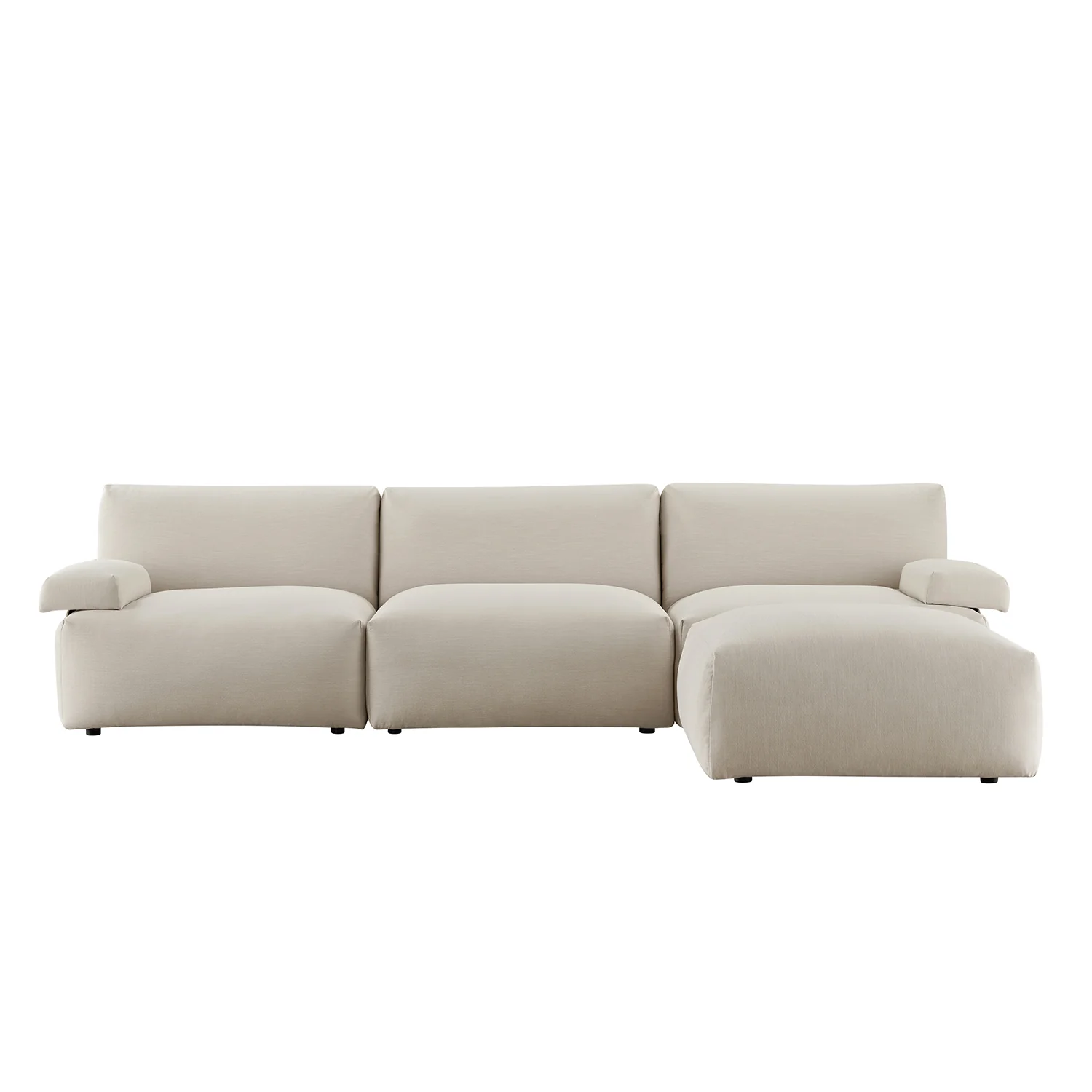 Carlyle Beige Cotton Blend Modular Sofa, 3-Piece Chaise - Image 7