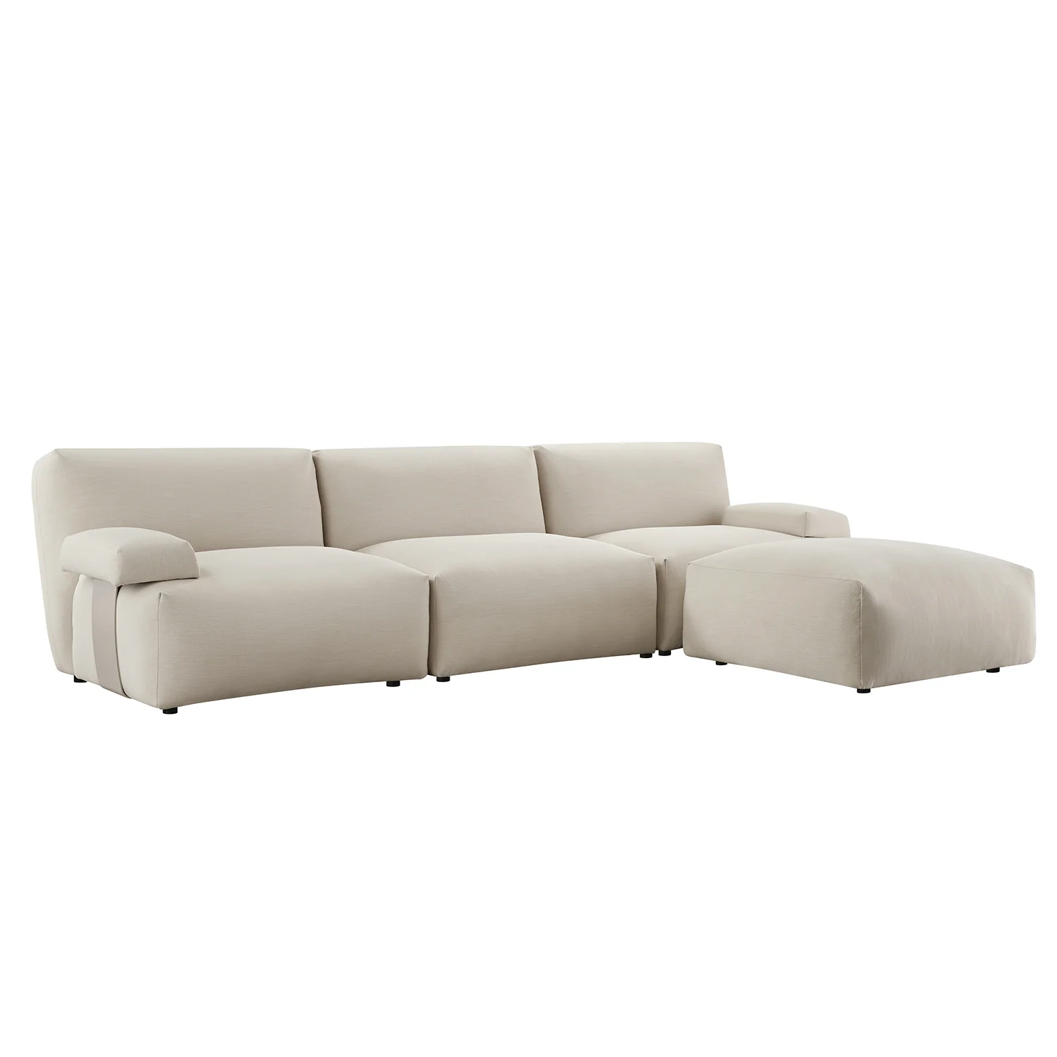 Carlyle Beige Cotton Blend Modular Sofa, 3-Piece Chaise - Image 8