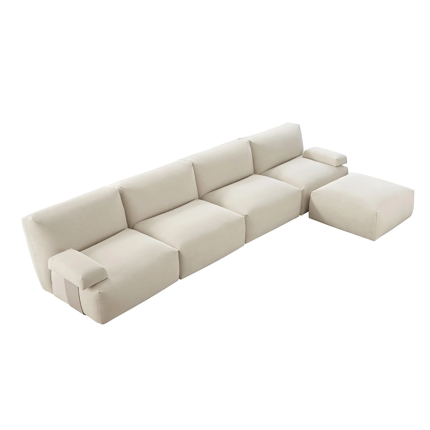 Carlyle Beige Cotton Blend Modular Sofa, 4-Piece Chaise - Image 11