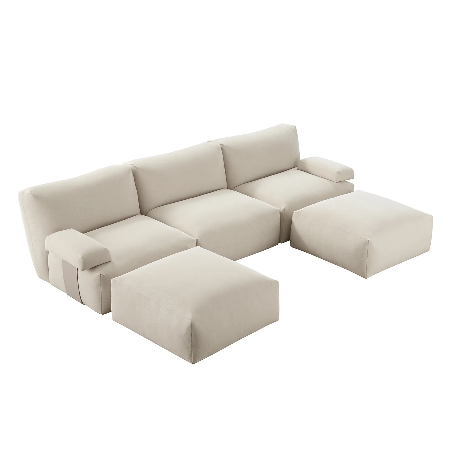 Carlyle Beige Cotton Blend Modular Sofa, 5-Piece U-Shape Set - Image 2