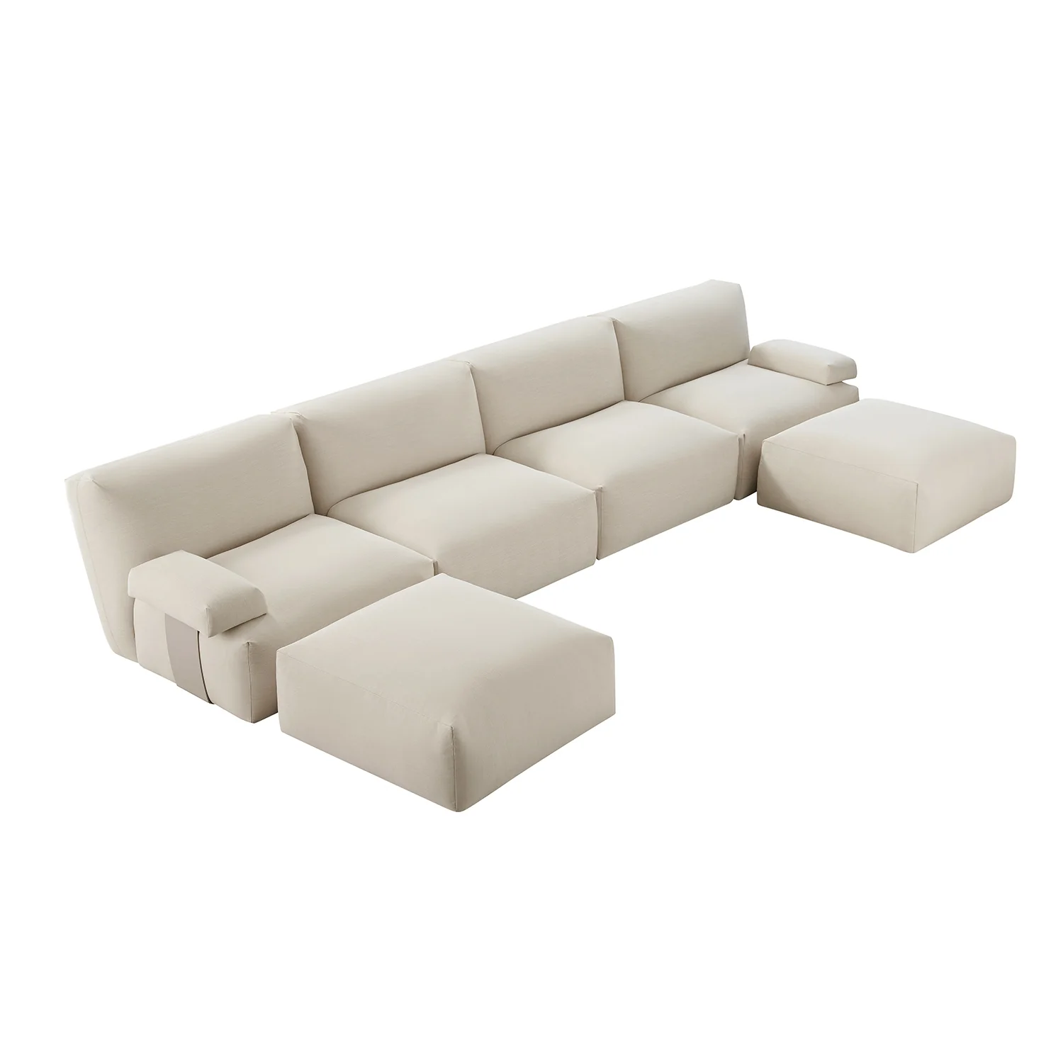 Carlyle Beige Cotton Blend Modular Sofa, 6-Piece U-Shape Set - Image 5