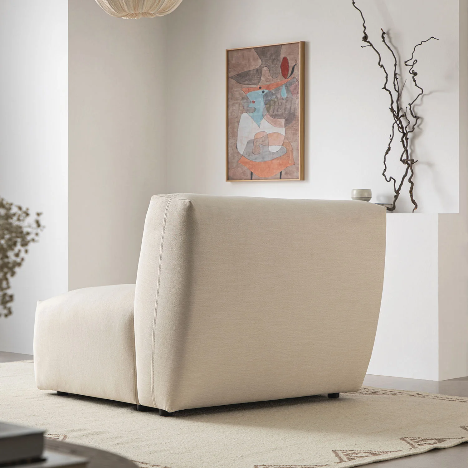 Carlyle Beige Cotton Blend Modular Sofa, Armless Seat - Image 5