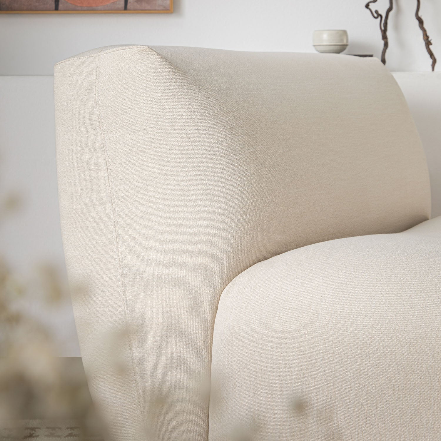Carlyle Beige Cotton Blend Modular Sofa, Armless Seat - Image 8