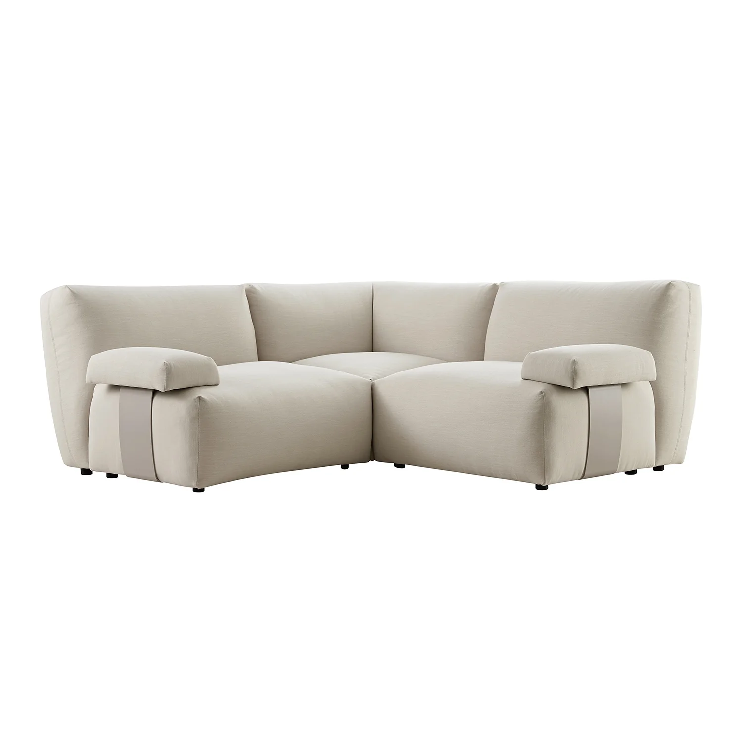 Carlyle Beige Cotton Blend Modular Sofa, Compact Corner Set - Image 6