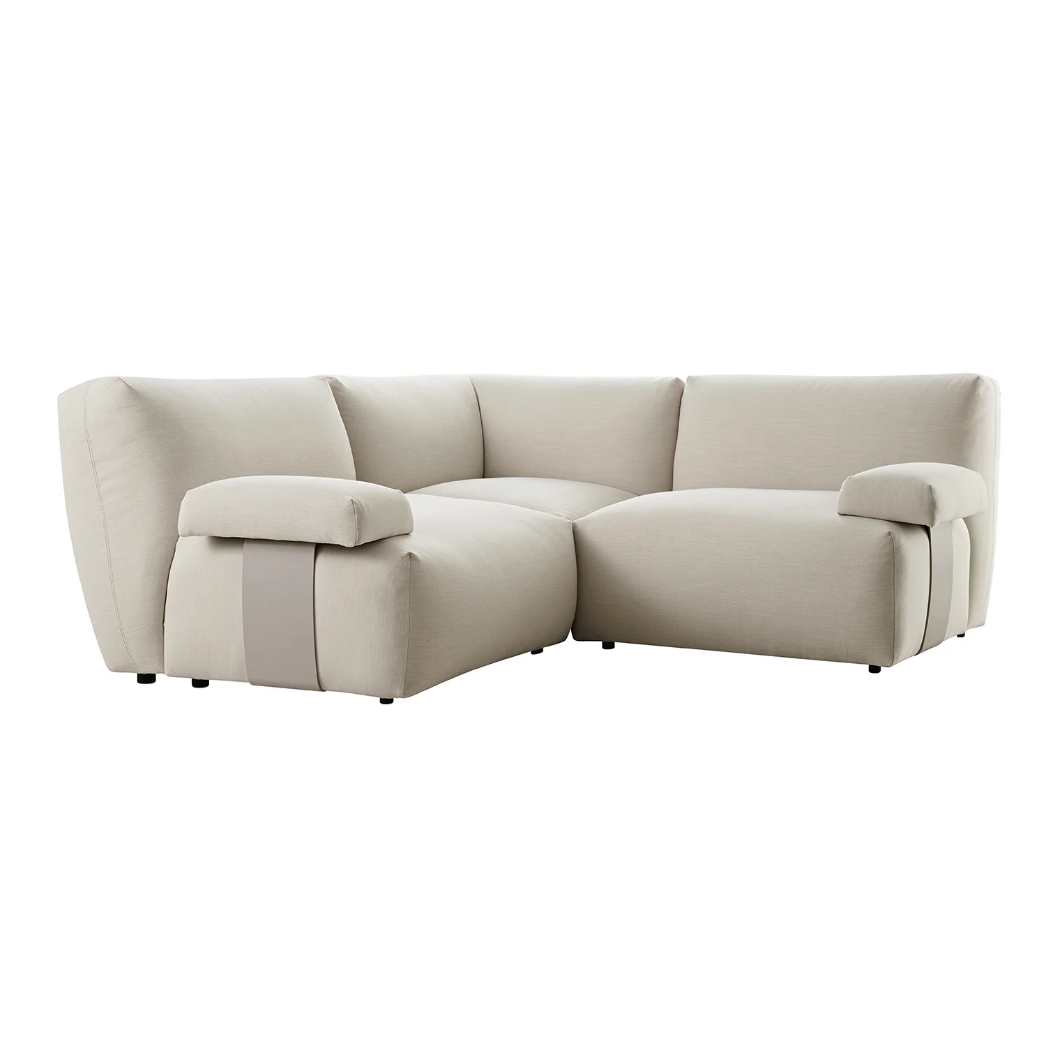 Carlyle Beige Cotton Blend Modular Sofa, Compact Corner Set - Image 7