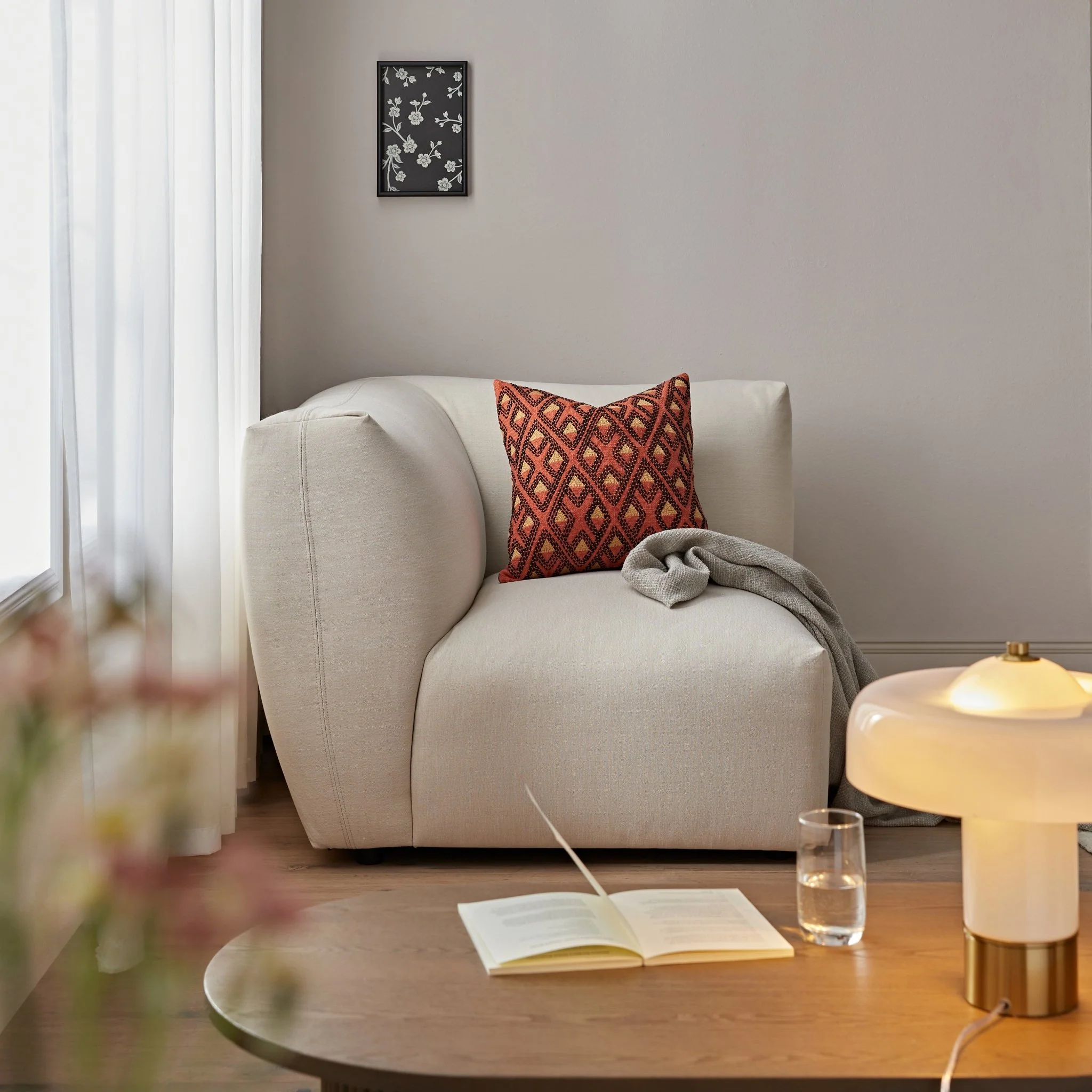 Carlyle Beige Cotton Blend Modular Sofa, Corner Seat - Image 2