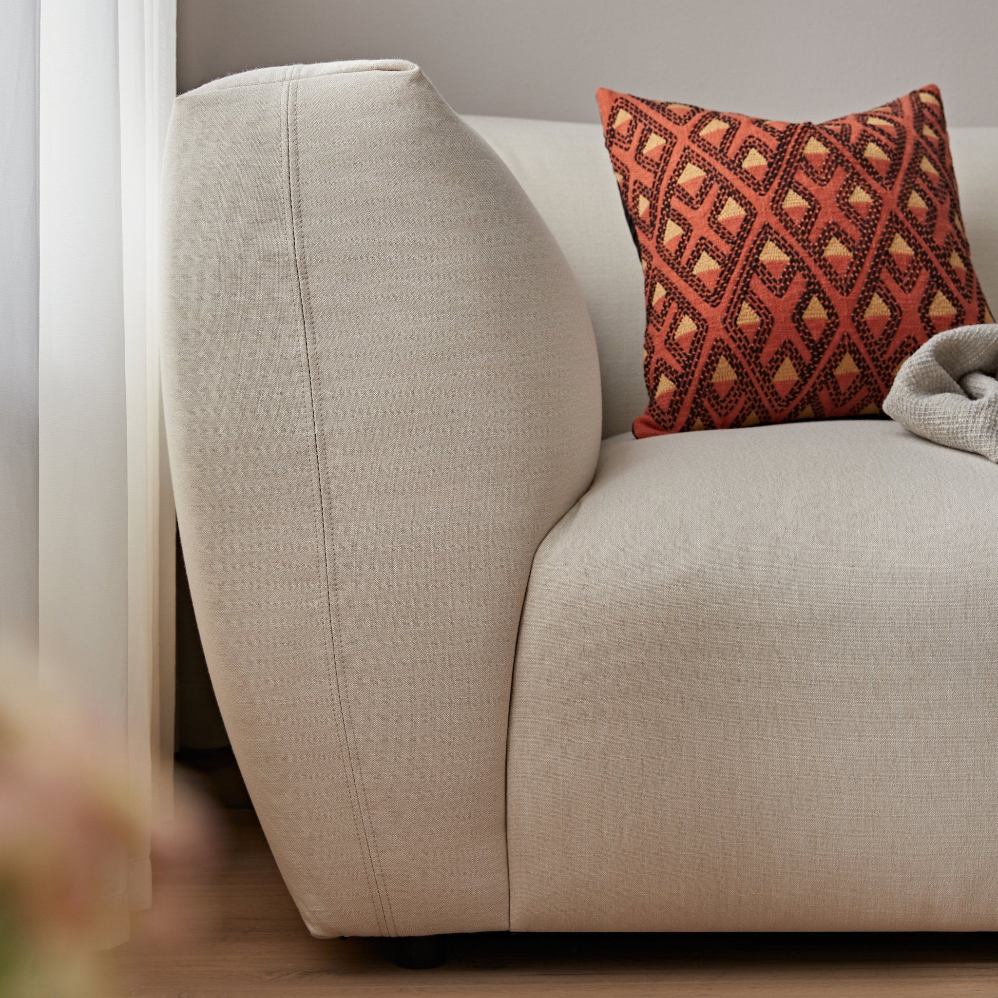 Carlyle Beige Cotton Blend Modular Sofa, Corner Seat - Image 4