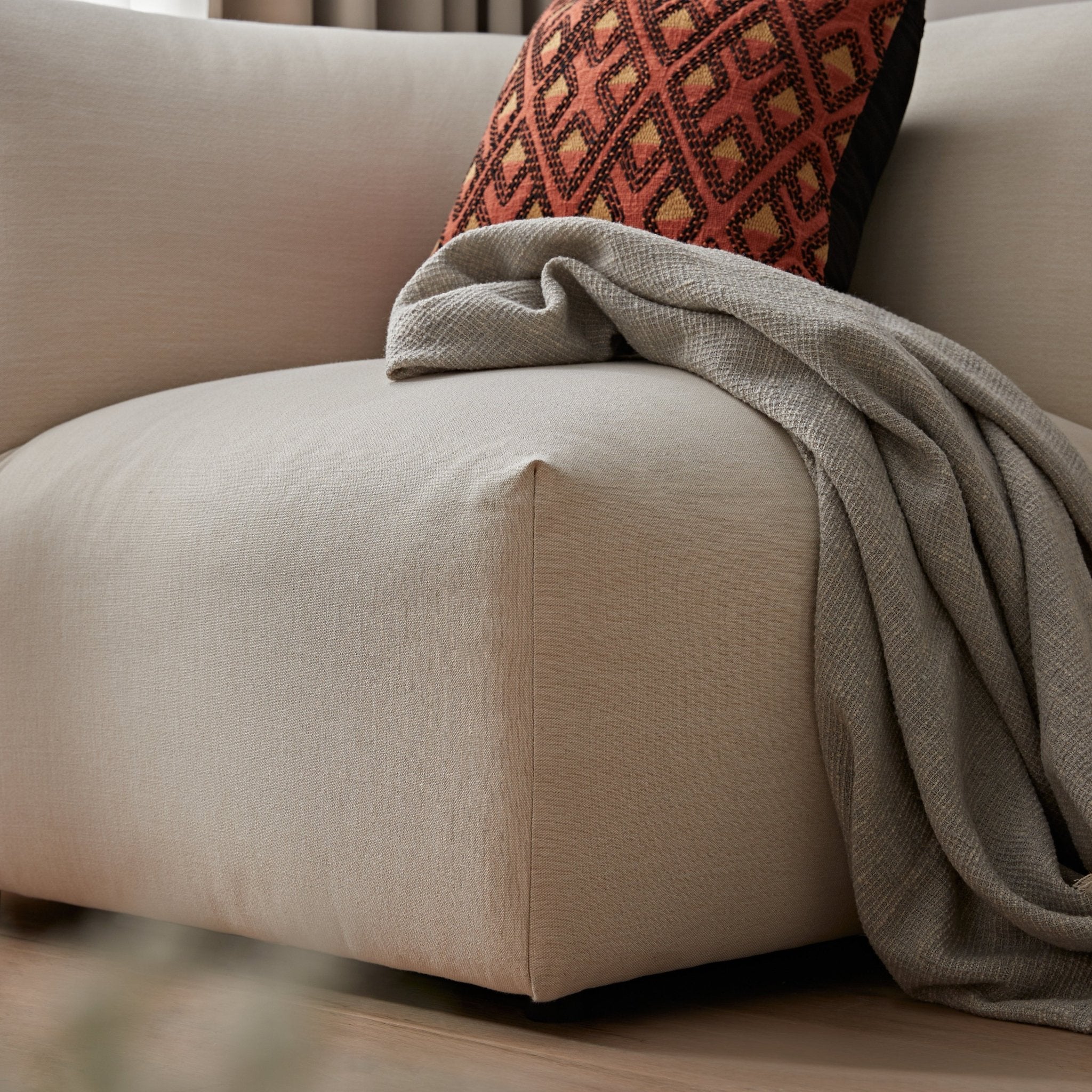 Carlyle Beige Cotton Blend Modular Sofa, Corner Seat - Image 5