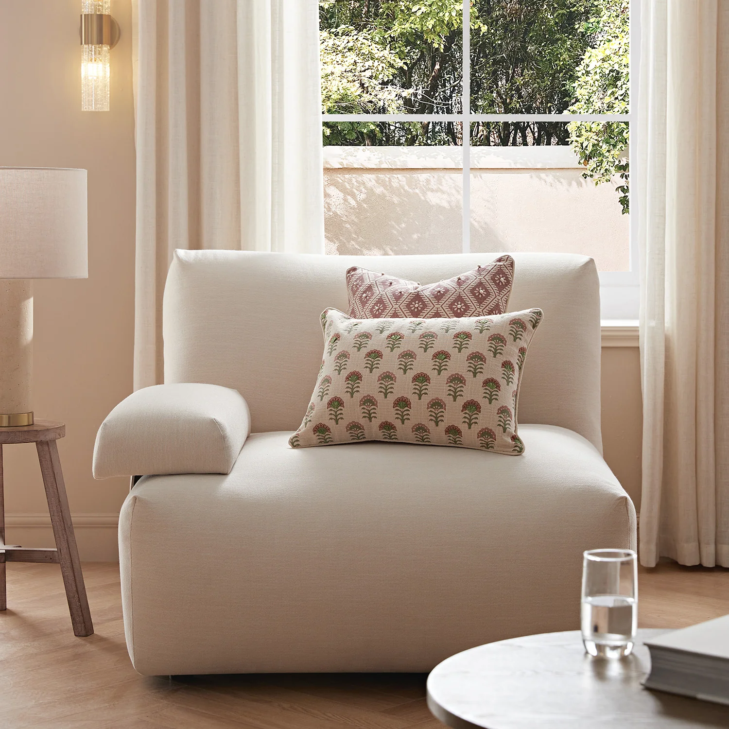 Carlyle Beige Cotton Blend Modular Sofa, Side Seat - Image 2