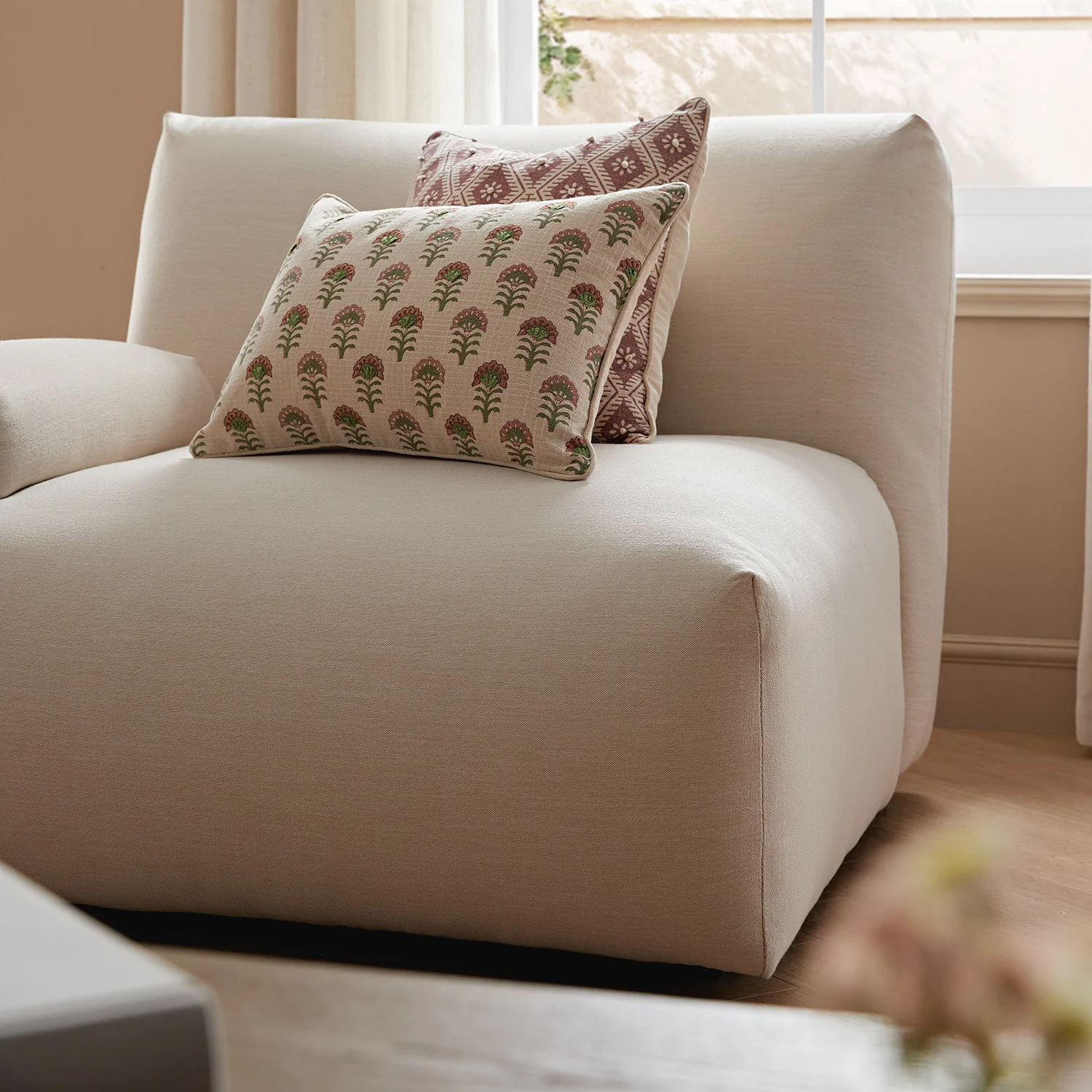 Carlyle Beige Cotton Blend Modular Sofa, Side Seat - Image 3