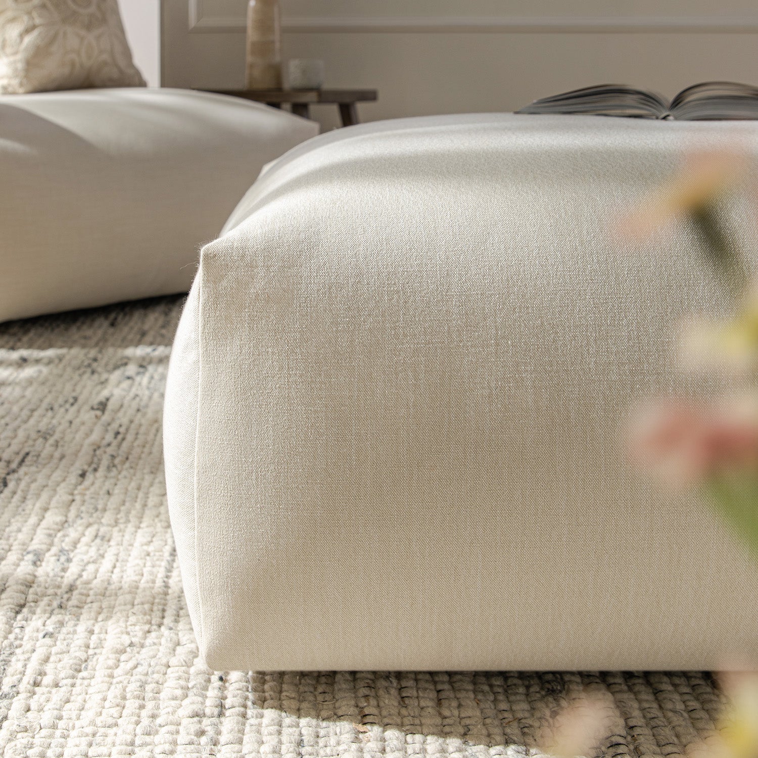 Carlyle Beige Cotton Blend Modular Sofa, Stool - Image 5