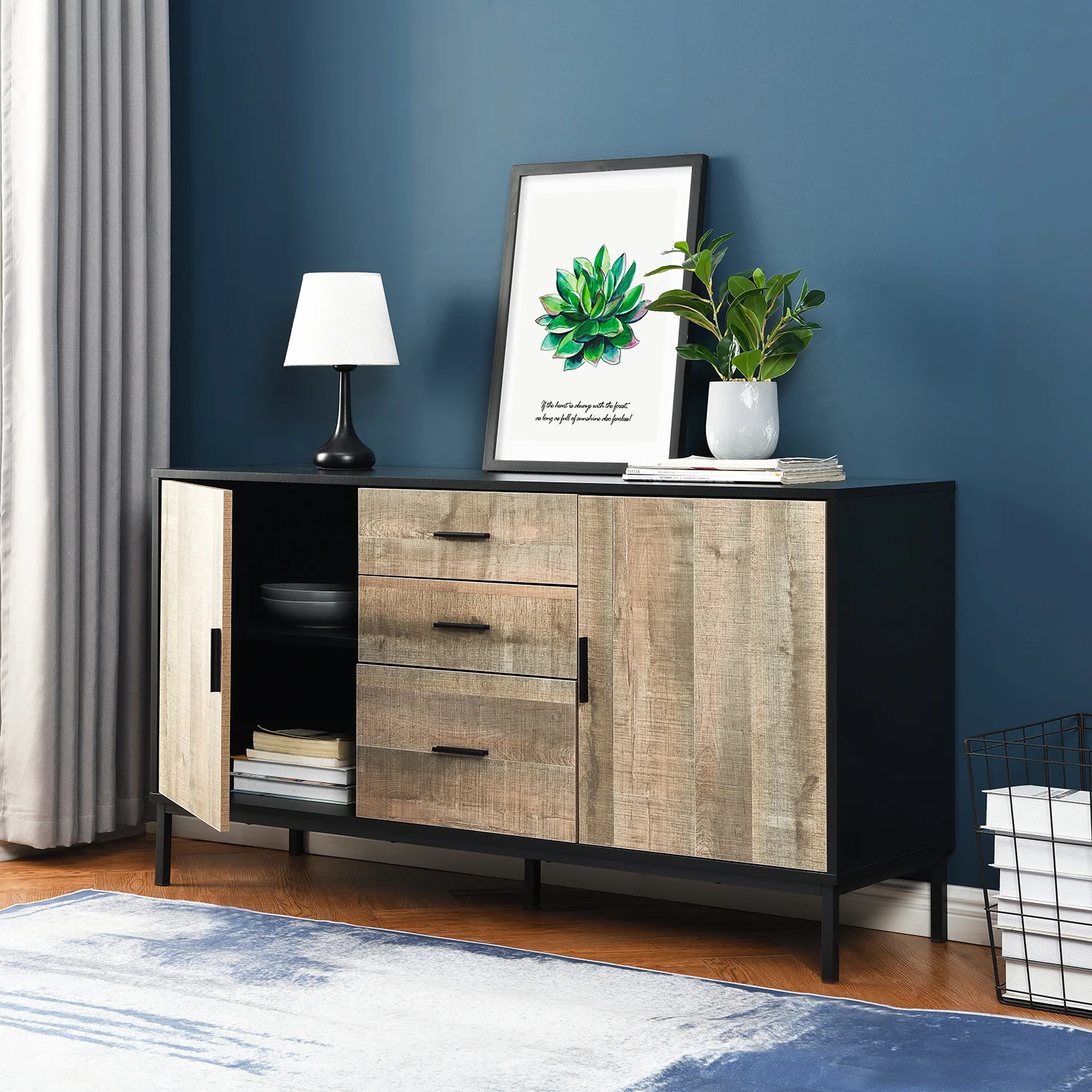 Carnaby 2 Cupboard 3 Drawer Sideboard - Image 2