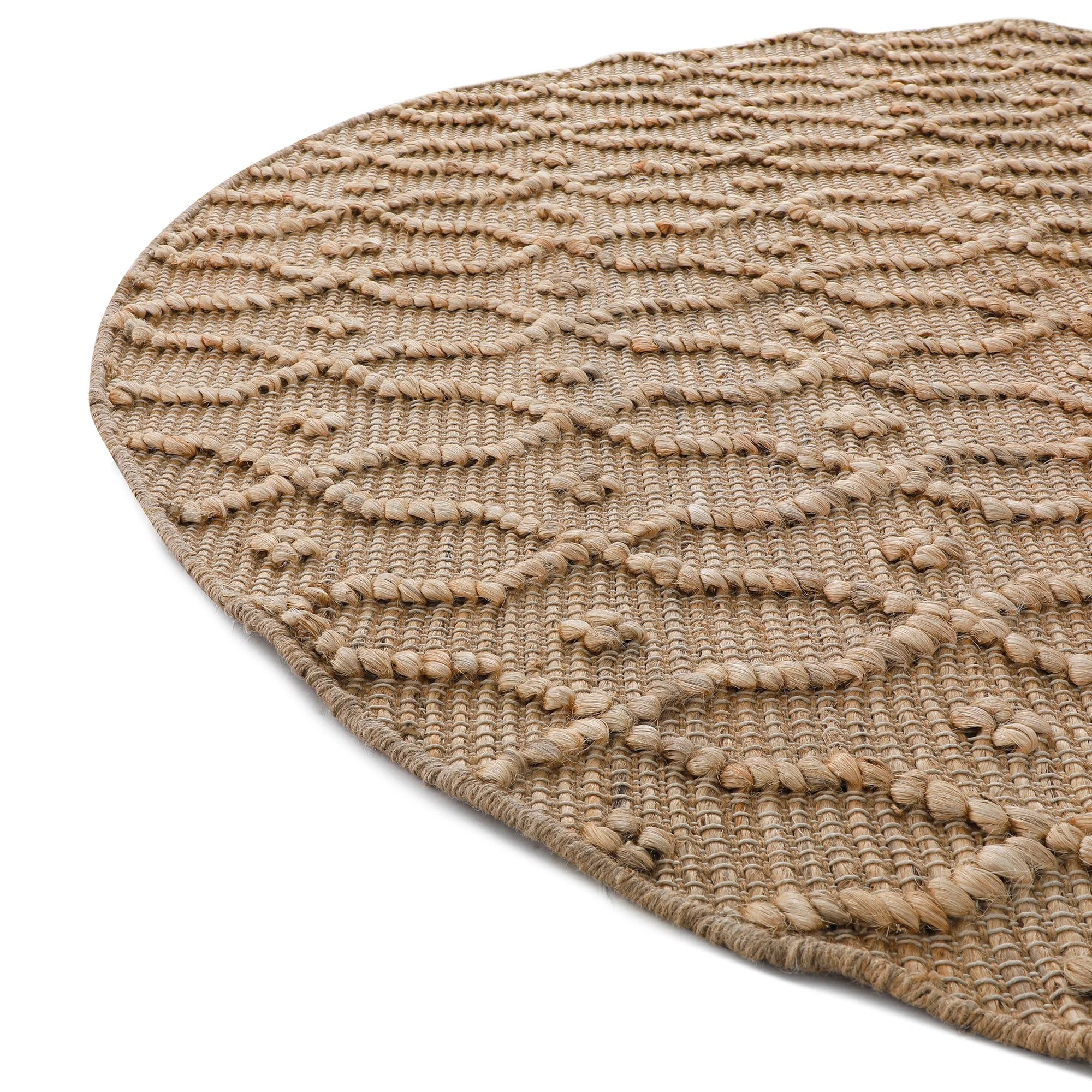 Casablanca Trellis Handwoven & Knotted Natural Jute Round Rug - Image 4