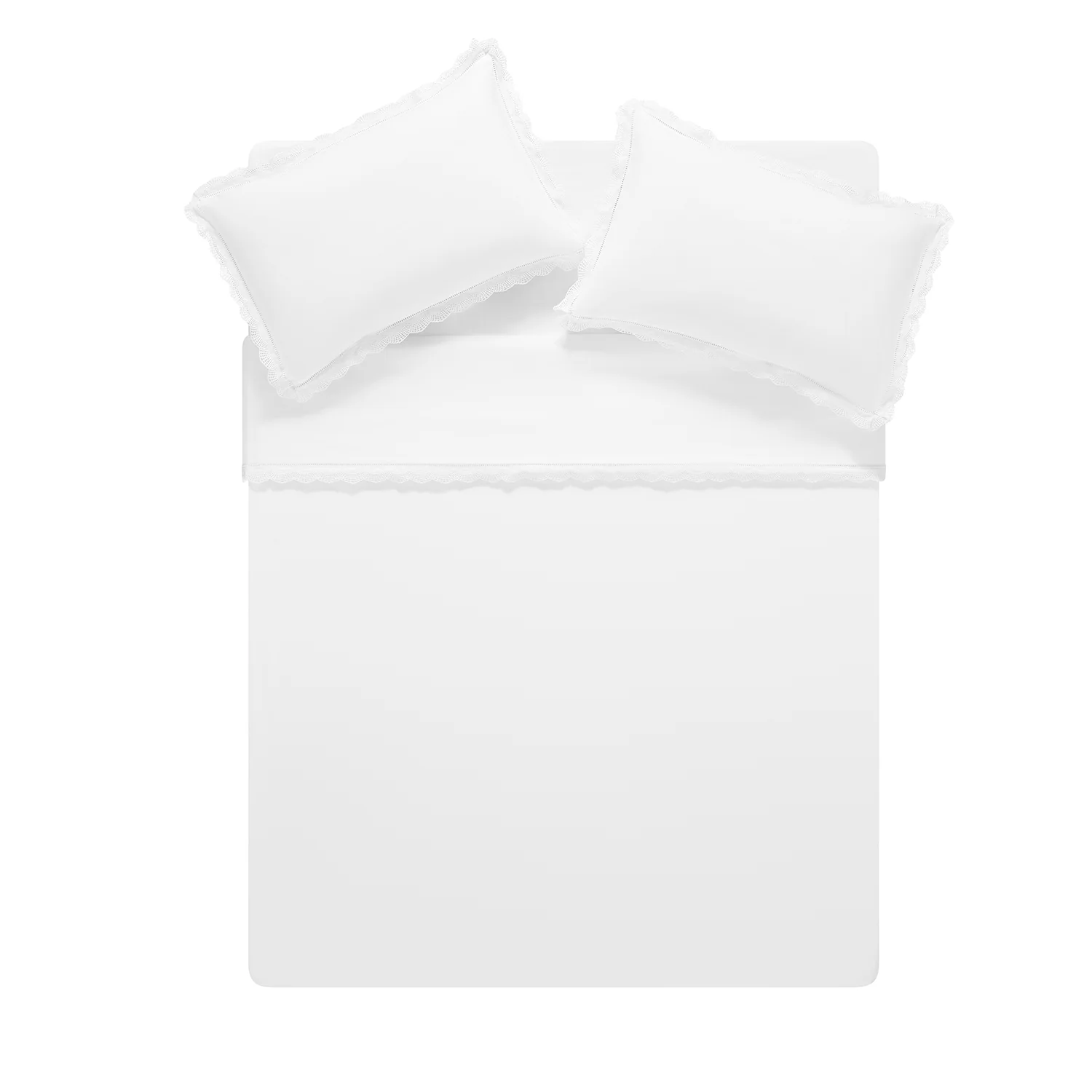 Castillo White Lace 300 Thread Count Cotton Percale Duvet Set - Image 8