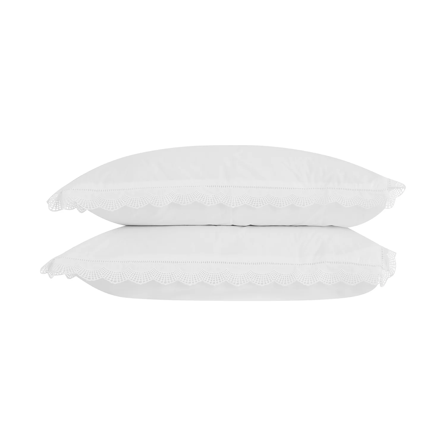 Castillo White Lace 300 Thread Count Cotton Percale Regular Pillowcases - Pair - Image 2