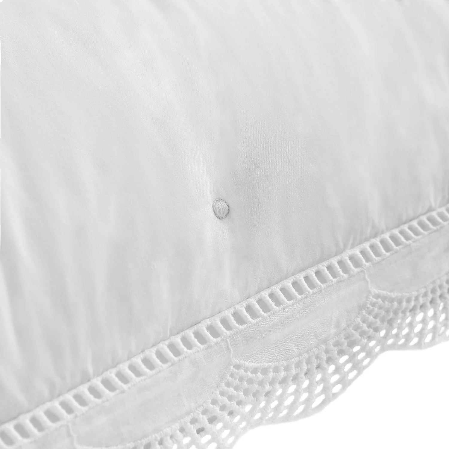 Castillo White Lace Quilted 300 Thread Count Cotton Percale Continental Square Pillowcases - Pair - Image 3