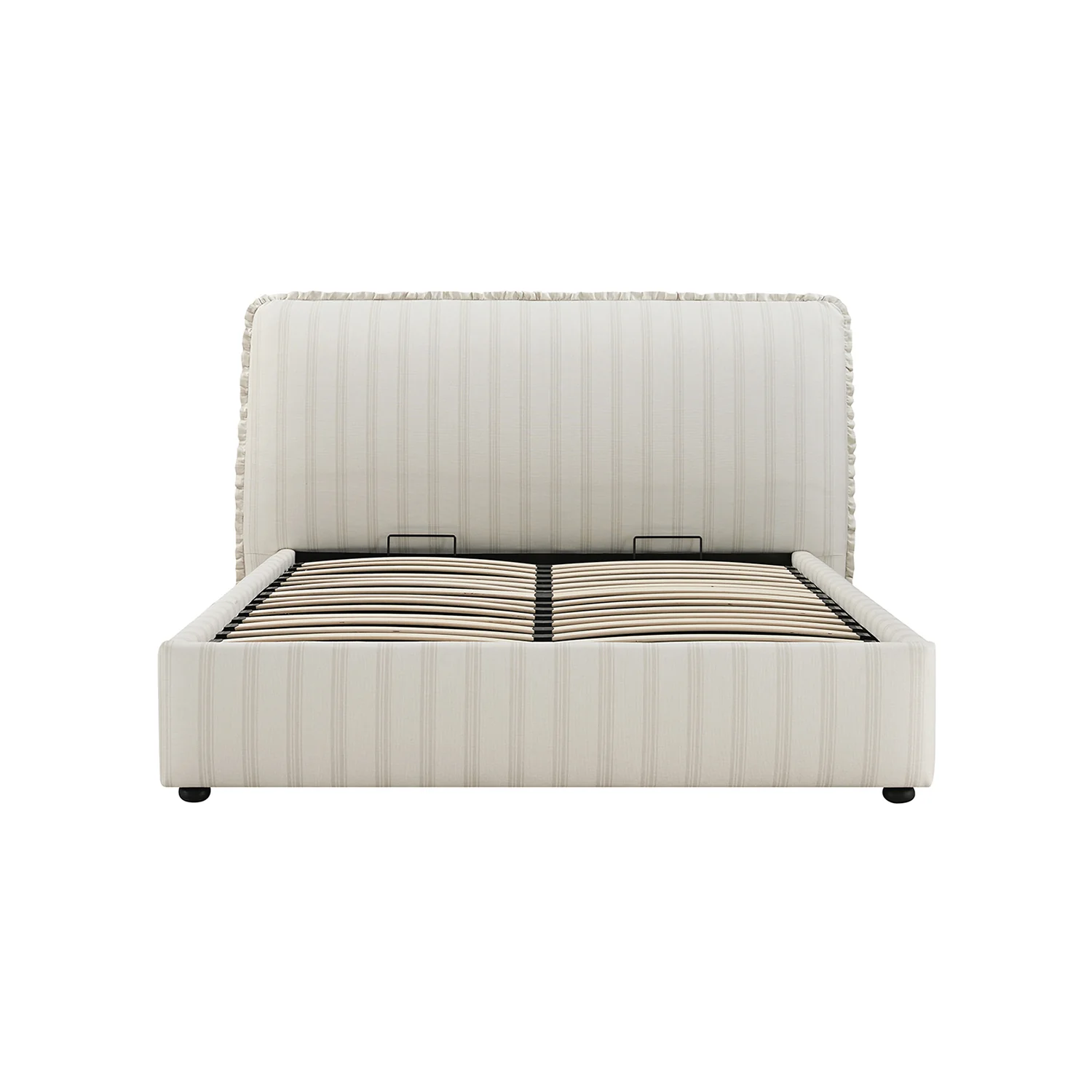 Celeste Upholstered Storage Bed with Ruffled Headboard, Seashell Stripe - Image 11