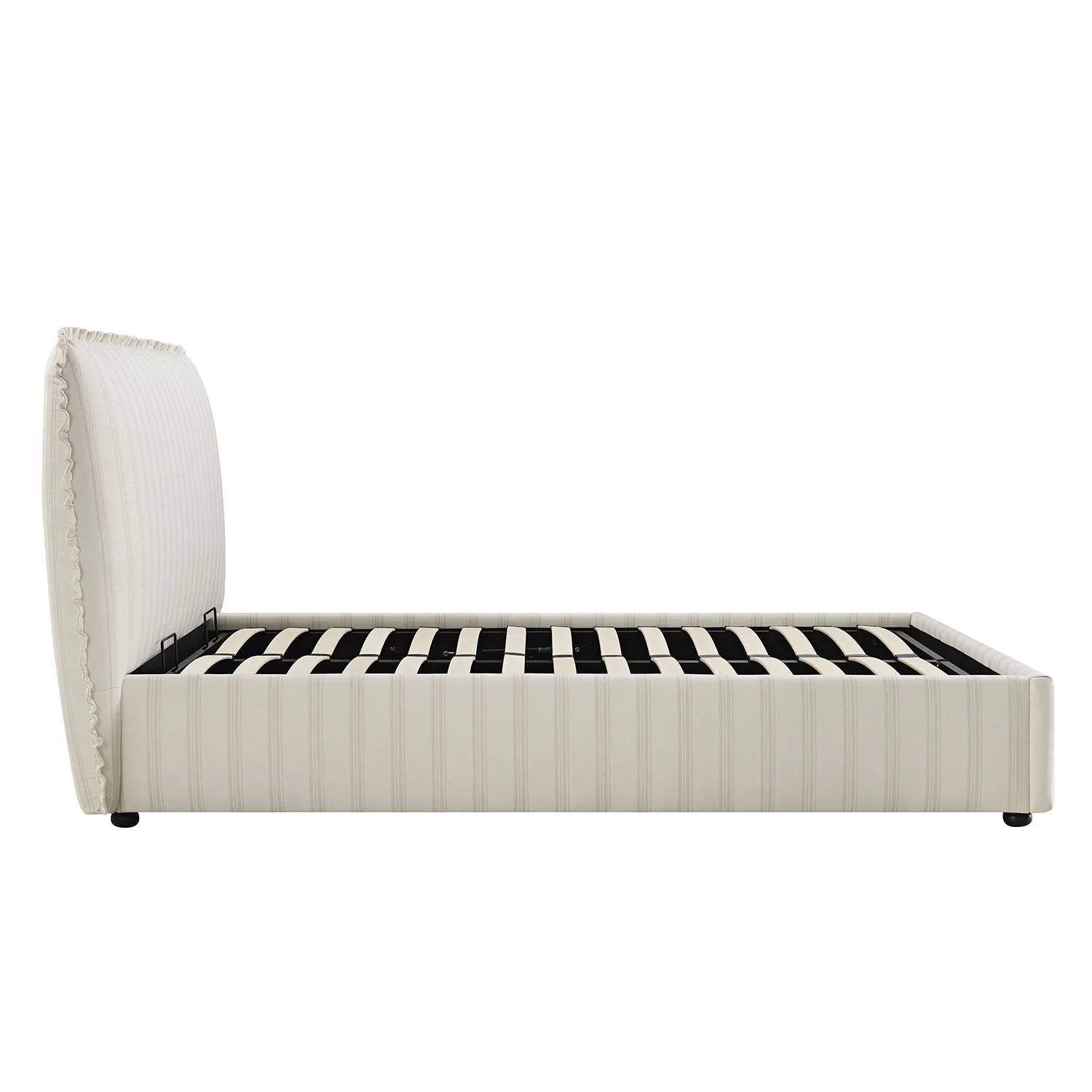 Celeste Upholstered Storage Bed with Ruffled Headboard, Seashell Stripe - Image 15