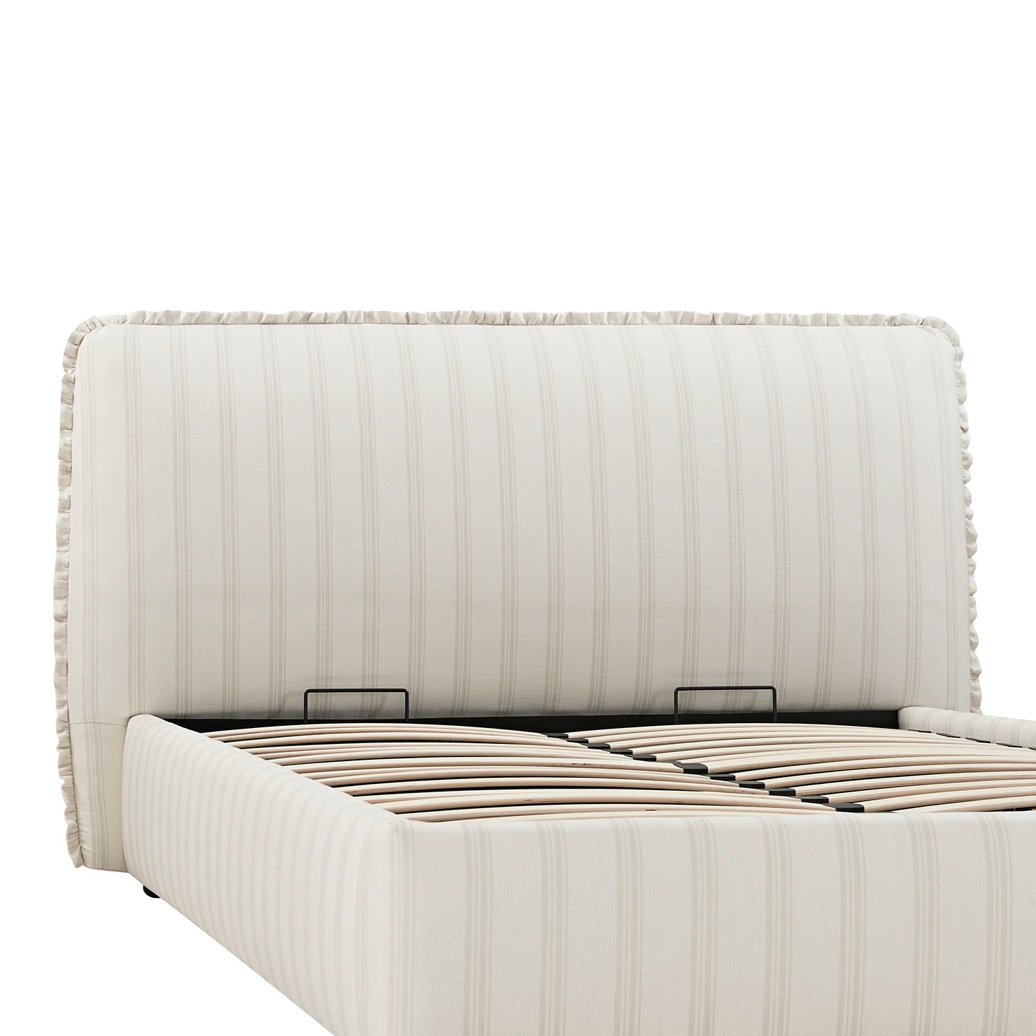 Celeste Upholstered Storage Bed with Ruffled Headboard, Seashell Stripe - Image 18