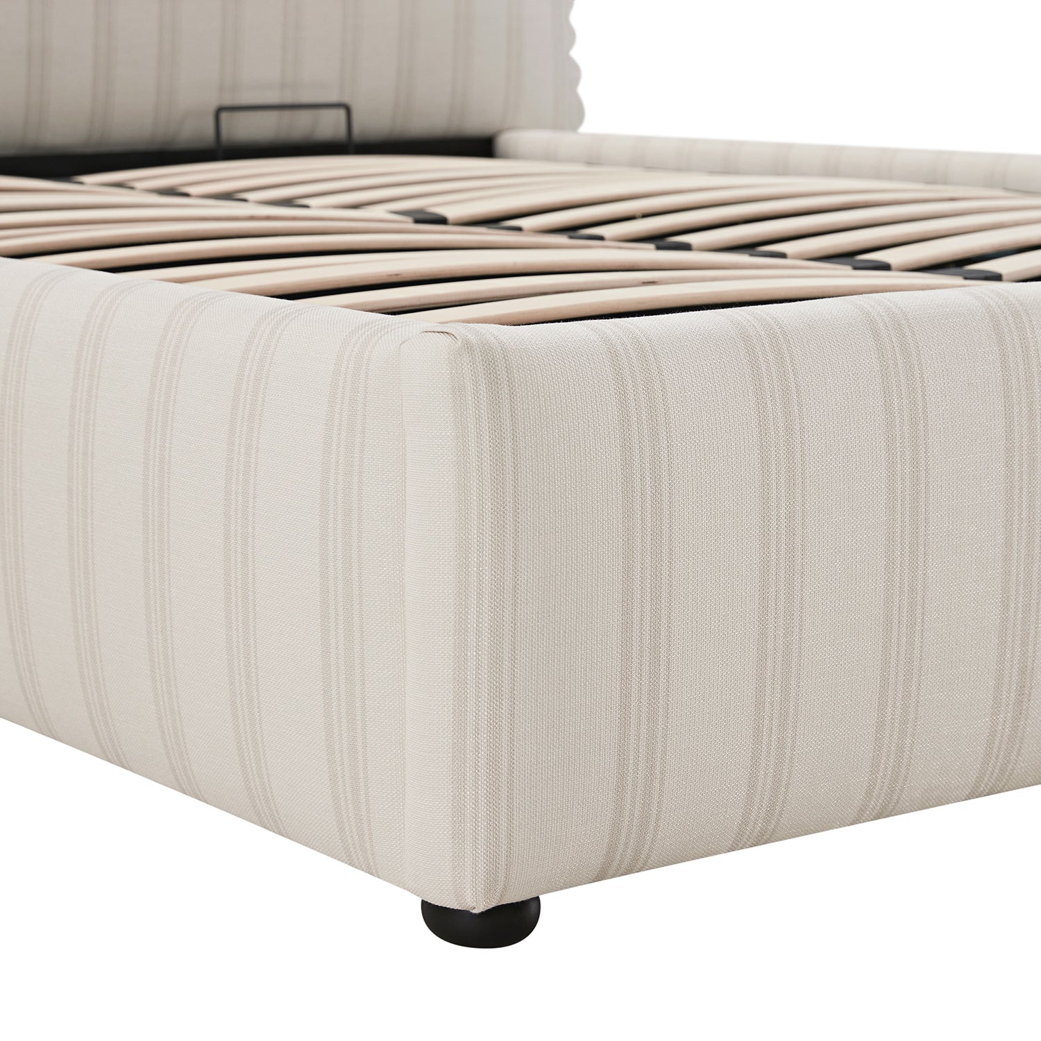 Celeste Upholstered Storage Bed with Ruffled Headboard, Seashell Stripe - Image 19