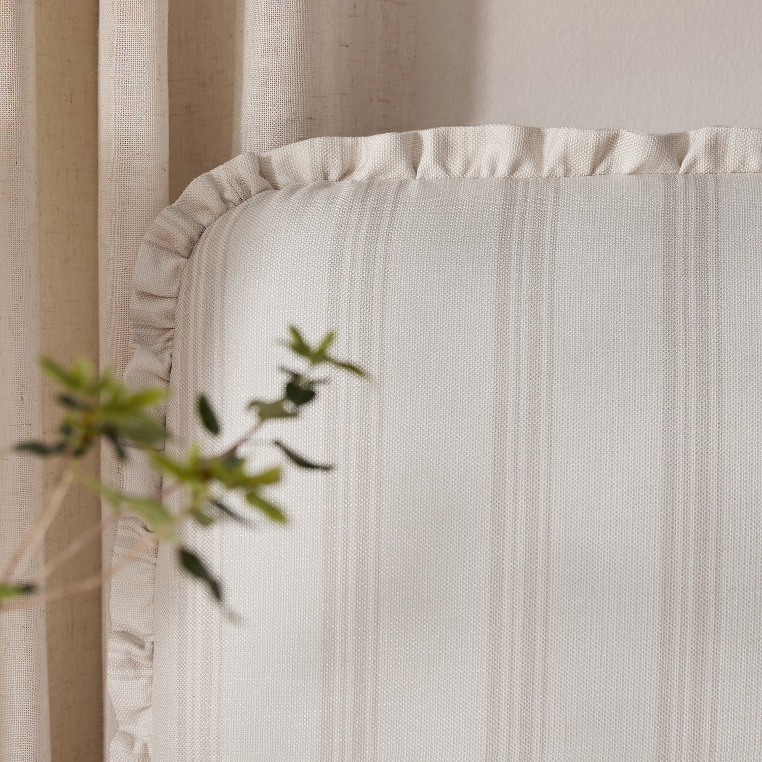 Celeste Upholstered Storage Bed with Ruffled Headboard, Seashell Stripe - Image 9