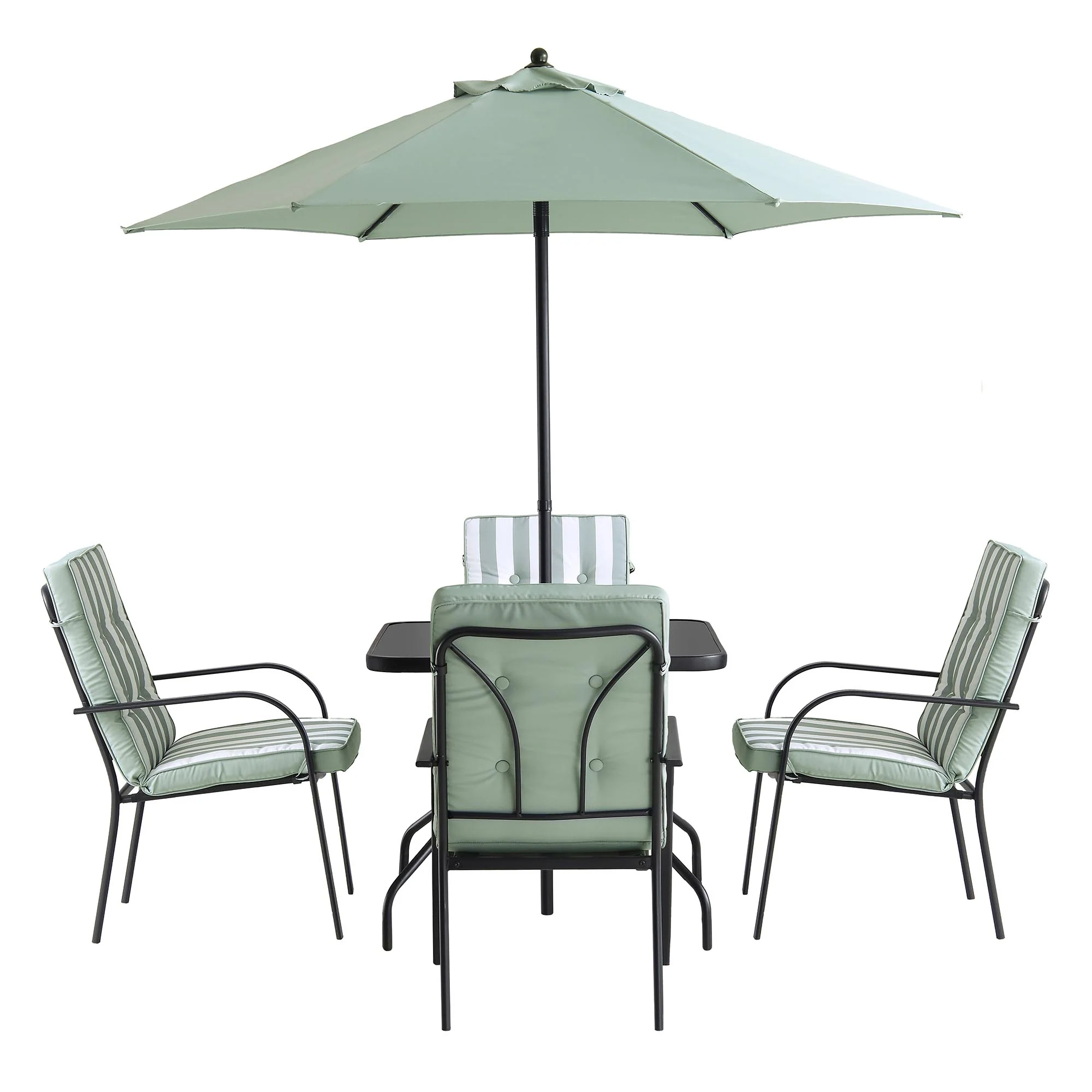 Champneys 4-Seater Steel and Fabric Outdoor Patio Dining Set with Parasol, Sage Green - Image 10