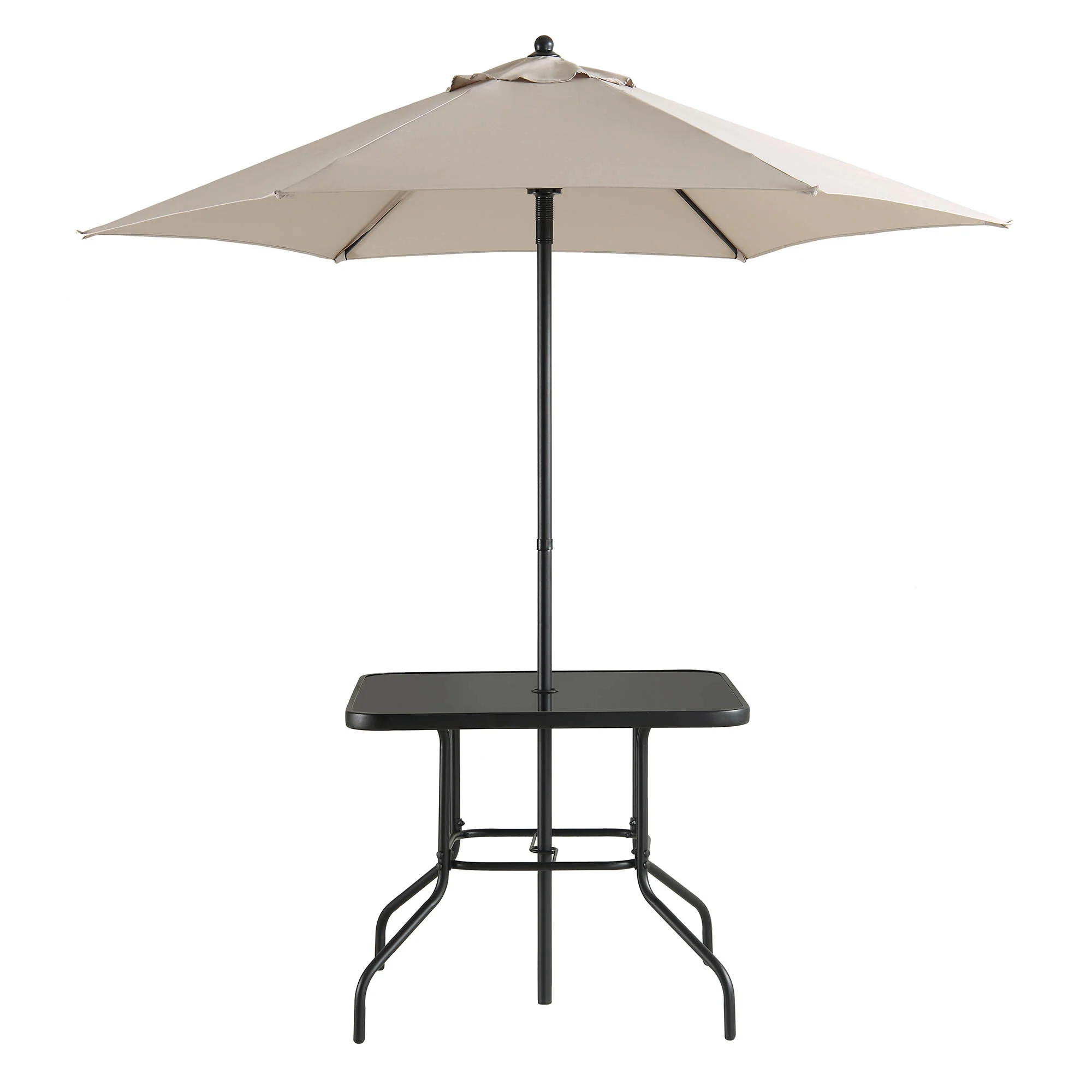 Champneys 4 Seater Steel and Fabric Outdoor Patio Dining Set with Parasol, Taupe - Image 11