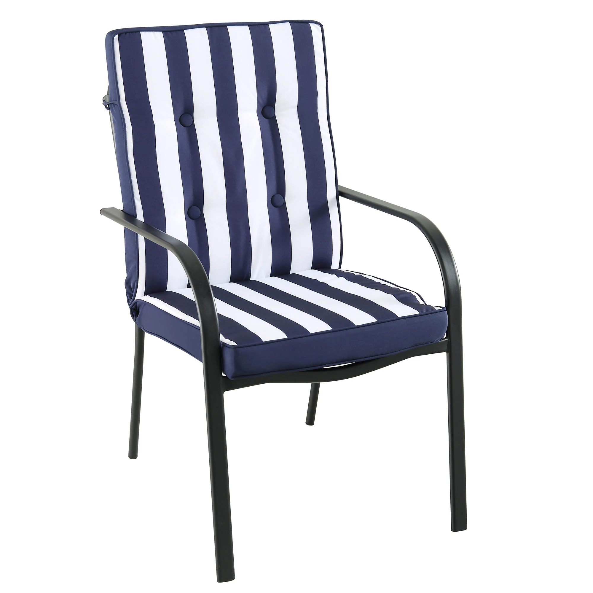 Champneys 6-Seater Steel and Fabric Outdoor Patio Dining Set with Crank Parasol, Blue - Image 11