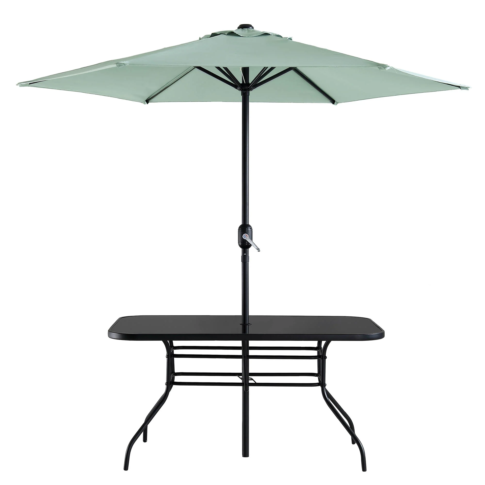 Champneys 6-Seater Steel and Fabric Outdoor Patio Dining Set with Crank Parasol, Sage Green - Image 11
