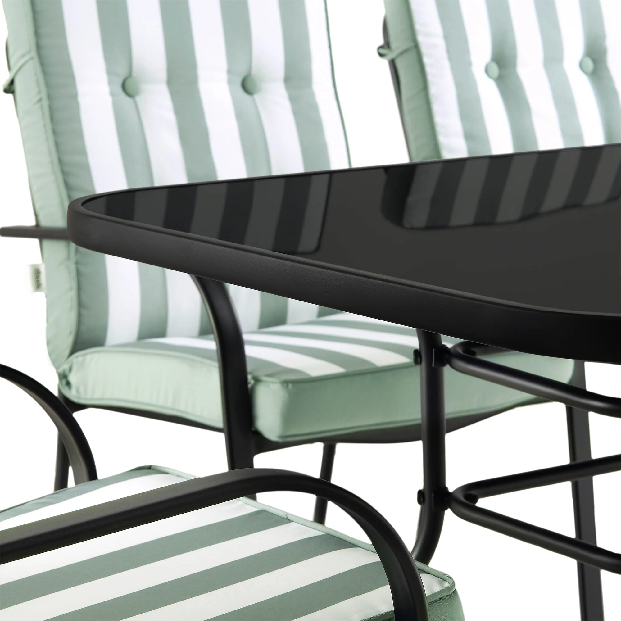Champneys 6-Seater Steel and Fabric Outdoor Patio Dining Set with Crank Parasol, Sage Green - Image 13
