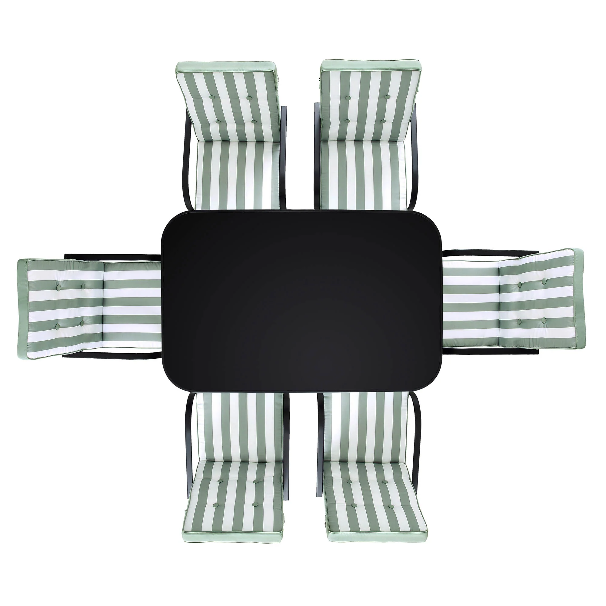 Champneys 6-Seater Steel and Fabric Outdoor Patio Dining Set with Crank Parasol, Sage Green - Image 6