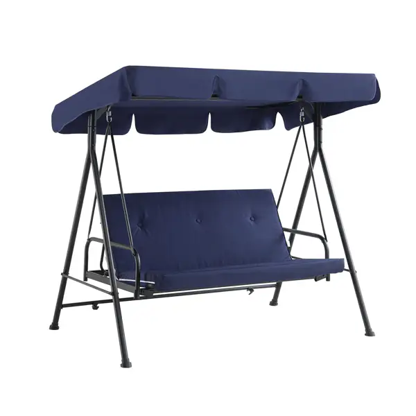 Champneys Outdoor Reclining Swing with Canopy, Blue Striped - Image 4