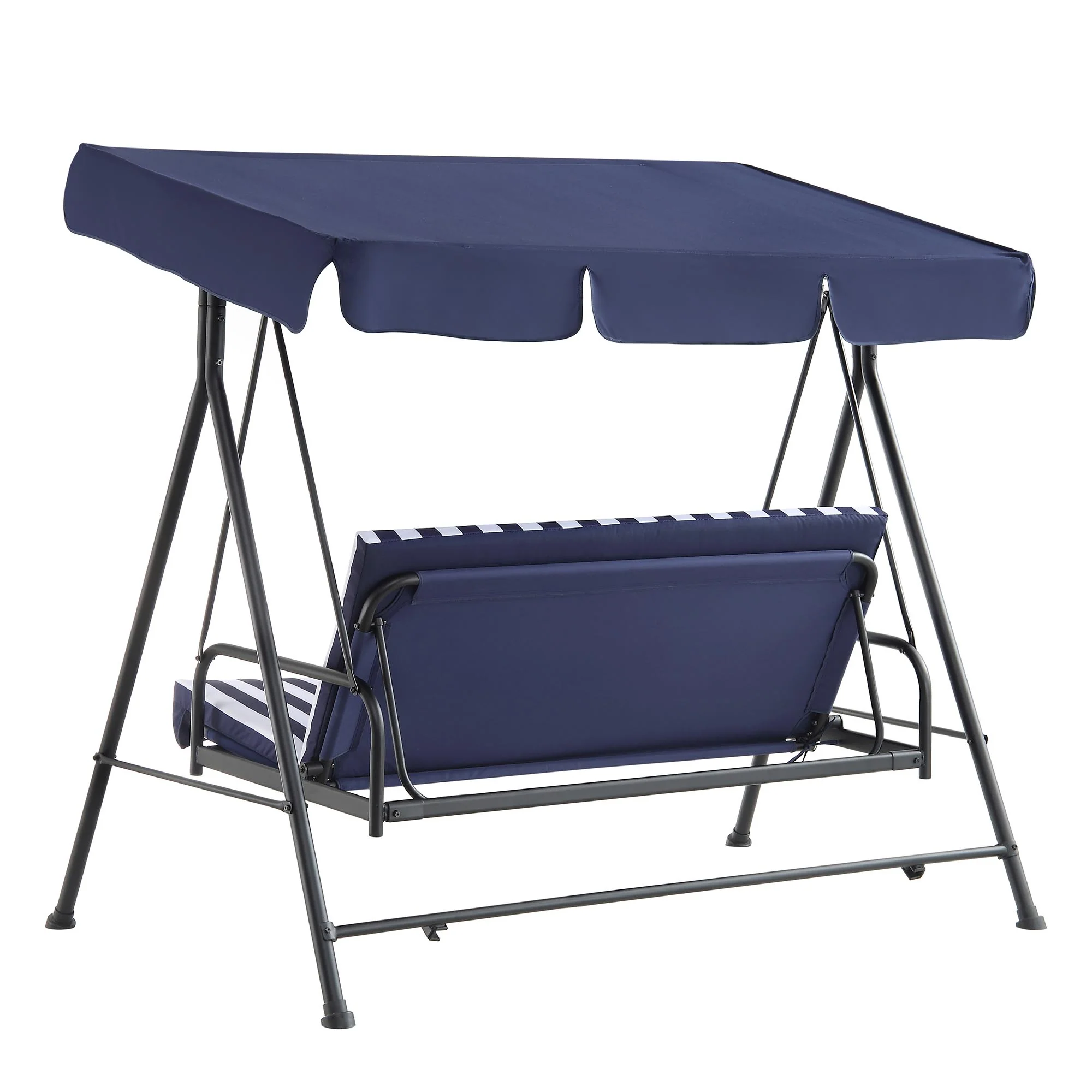 Champneys Outdoor Reclining Swing with Canopy, Blue Striped - Image 9
