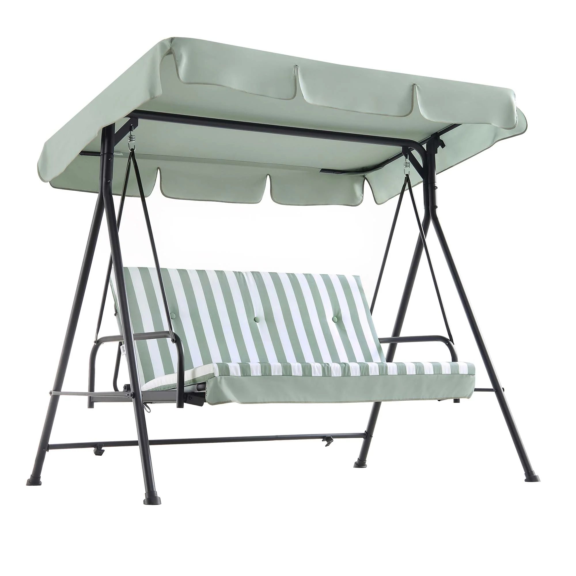 Champneys Outdoor Reclining Swing with Canopy, Sage Green Striped - Image 10
