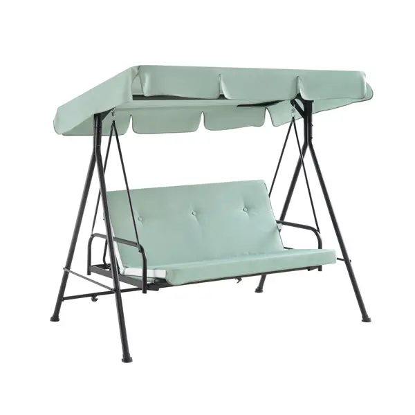 Champneys Outdoor Reclining Swing with Canopy, Sage Green Striped - Image 5