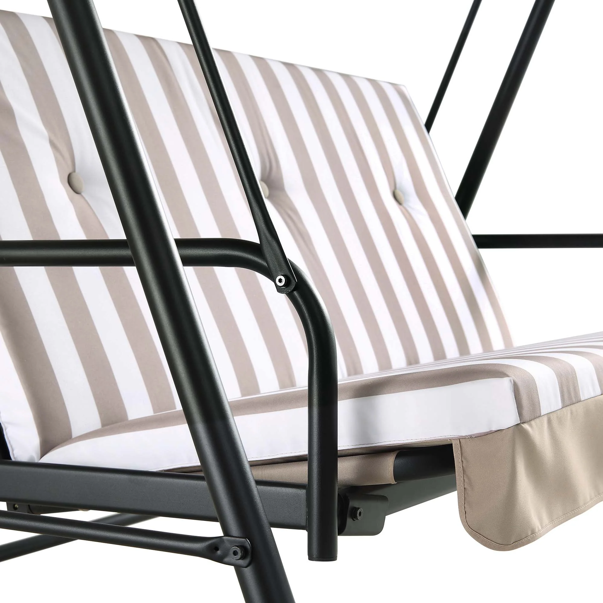 Champneys Outdoor Reclining Swing with Canopy, Taupe Striped - Image 12