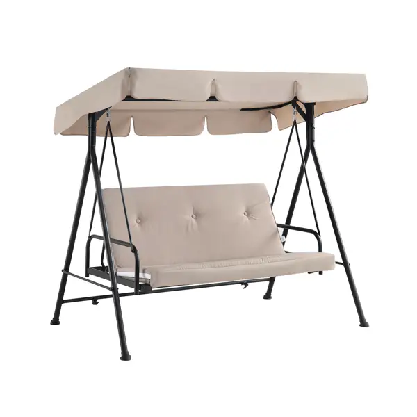 Champneys Outdoor Reclining Swing with Canopy, Taupe Striped - Image 5