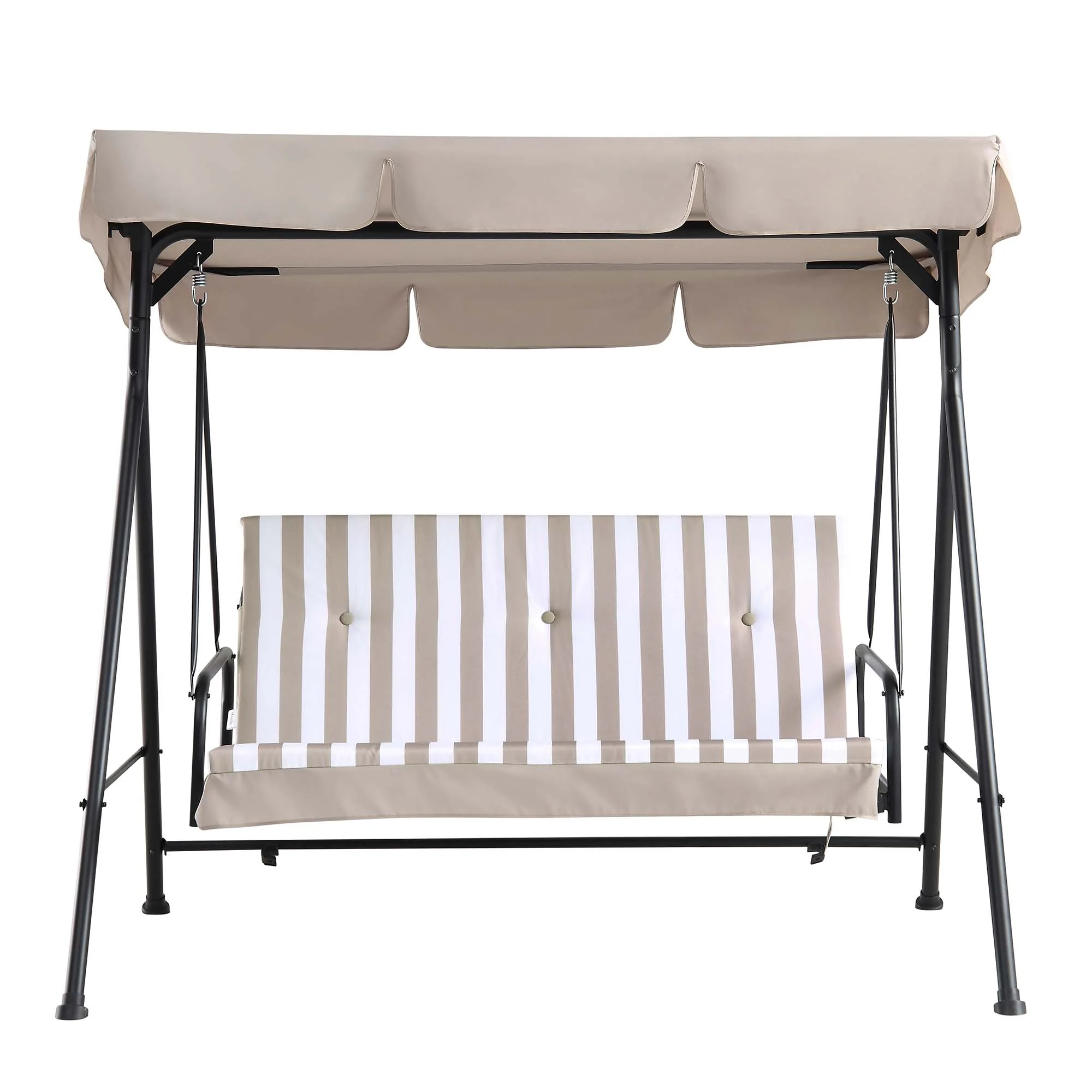 Champneys Outdoor Reclining Swing with Canopy, Taupe Striped - Image 8